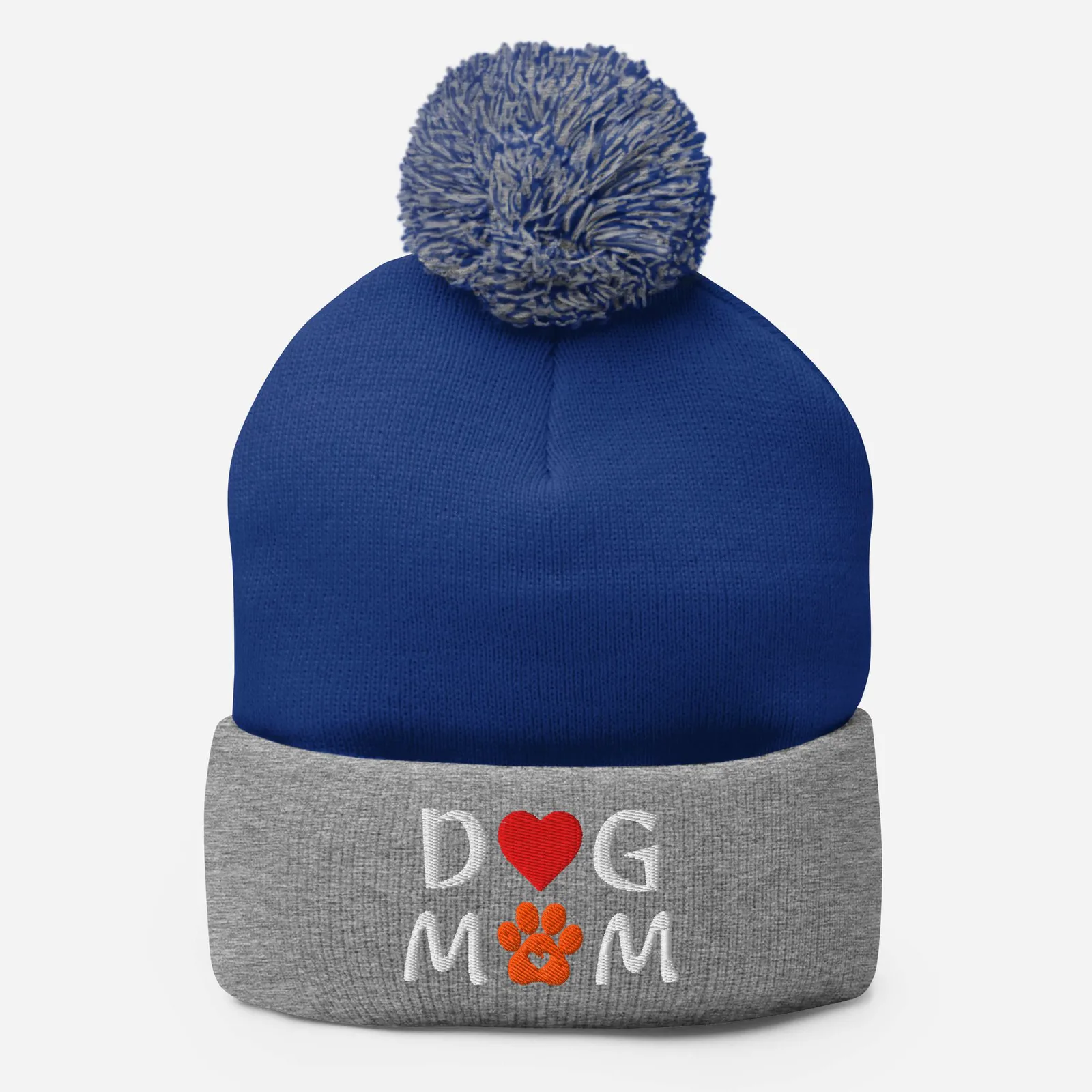 Embroidered Dog Mom Pom-Pom Beanie: Cozy Winter Hat for Dog Lovers, photo 5