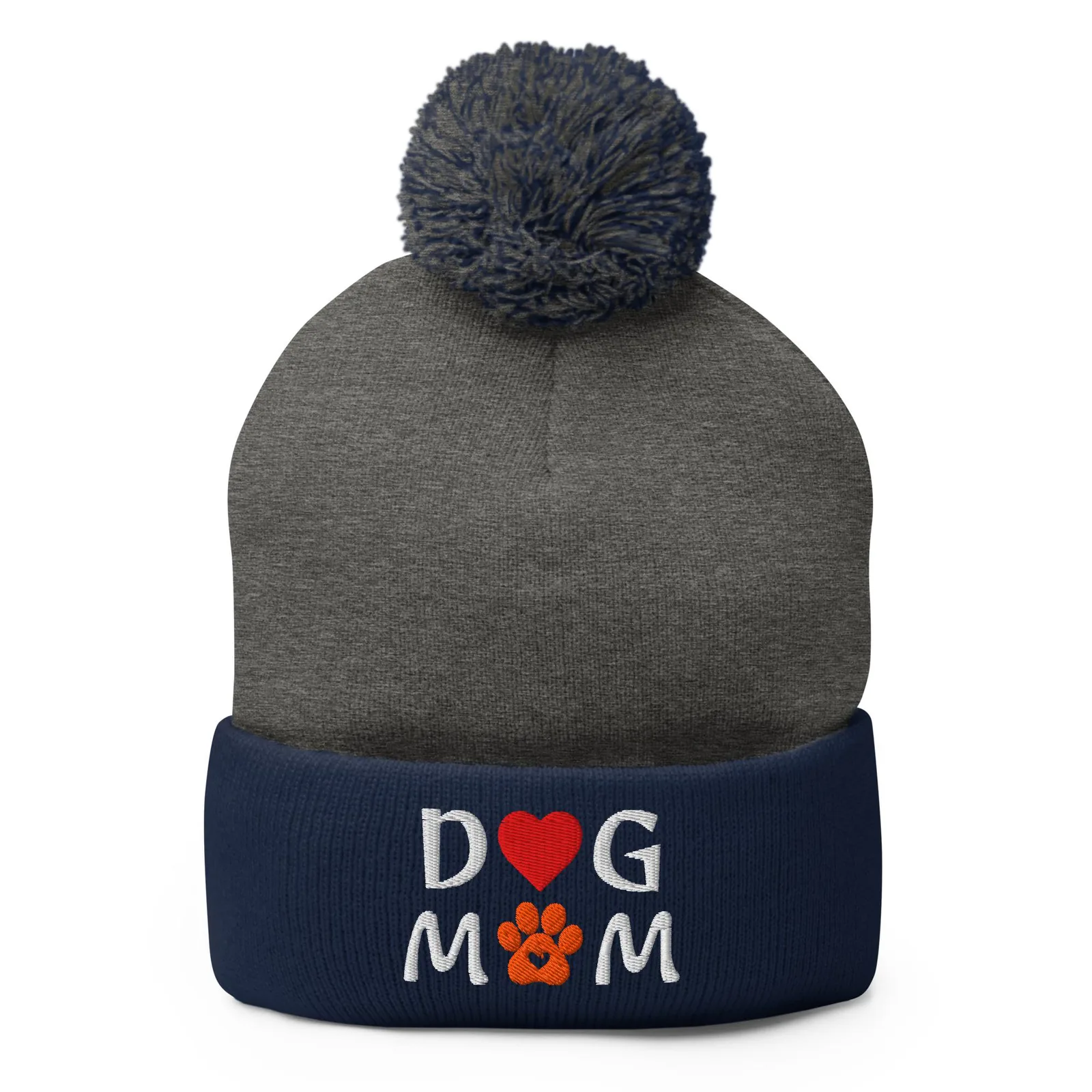 Embroidered Dog Mom Pom-Pom Beanie: Cozy Winter Hat for Dog Lovers, photo 6