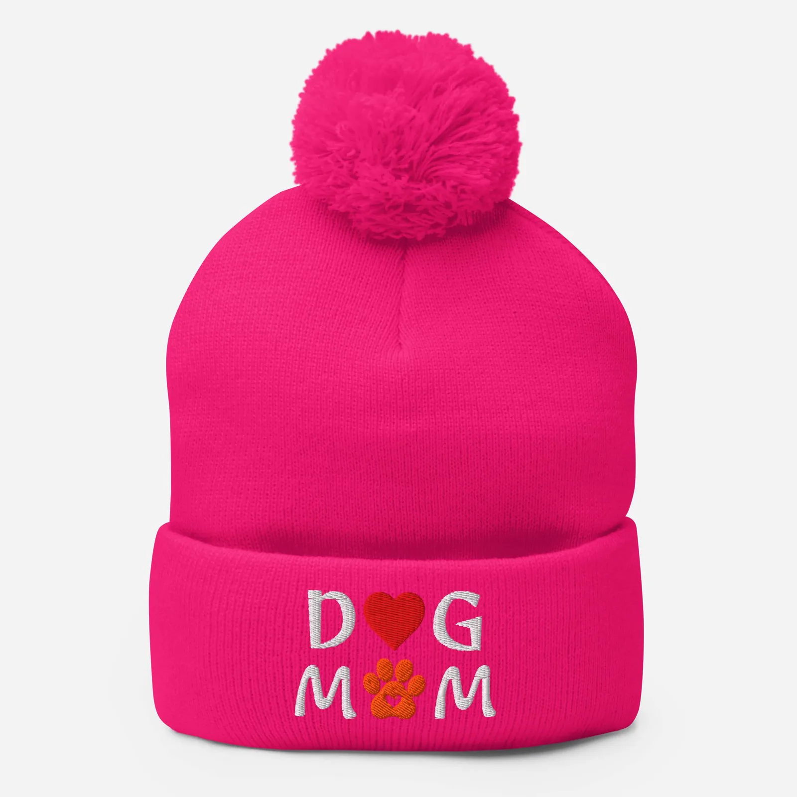 Embroidered Dog Mom Pom-Pom Beanie: Cozy Winter Hat for Dog Lovers, photo 9