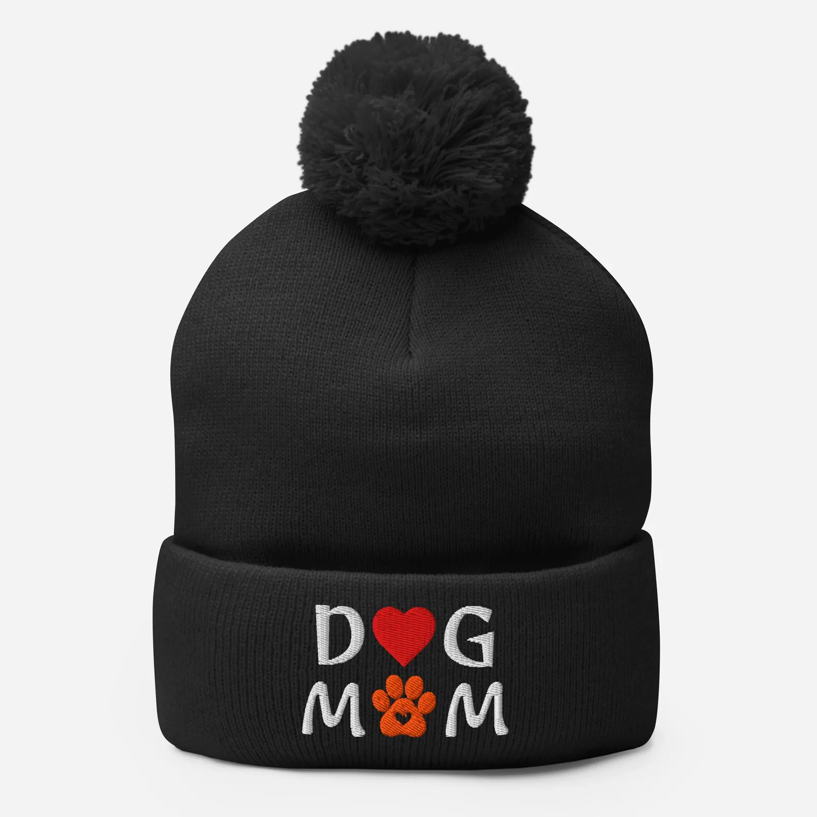 Embroidered Dog Mom Pom-Pom Beanie: Cozy Winter Hat for Dog Lovers, photo 4