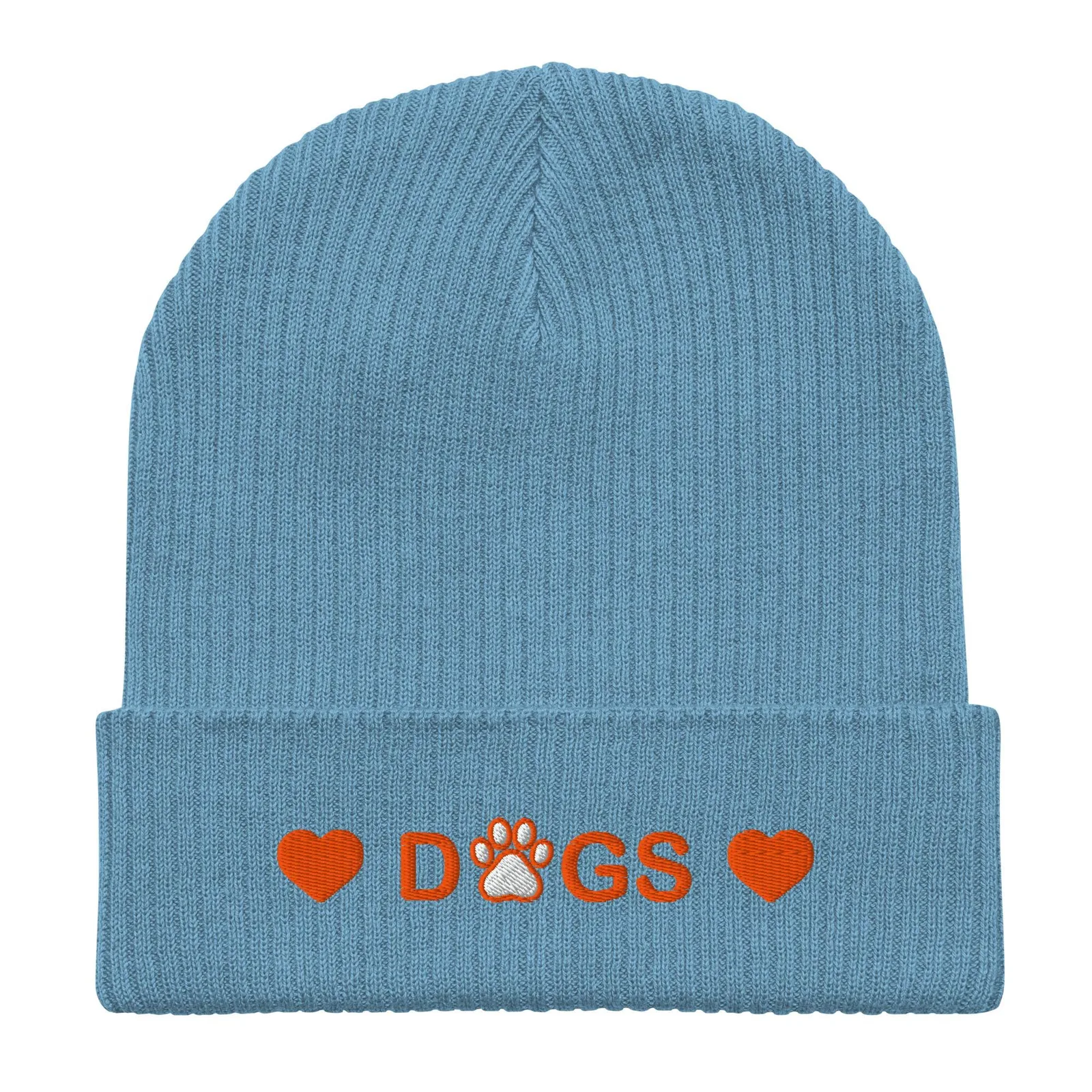 Embroidered Organic Cotton Ribbed Beanie: Eco-Friendly Cuffed Hat for Dog Lovers, photo 3