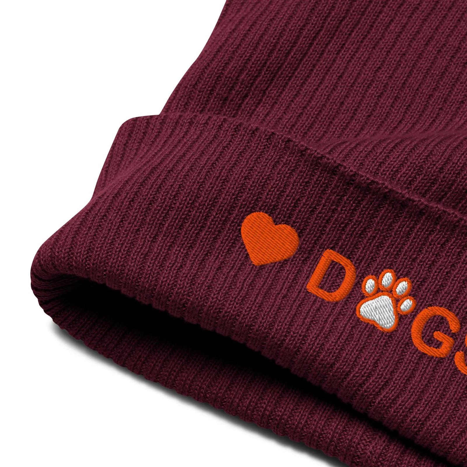 Embroidered Organic Cotton Ribbed Beanie: Eco-Friendly Cuffed Hat for Dog Lovers, photo 10