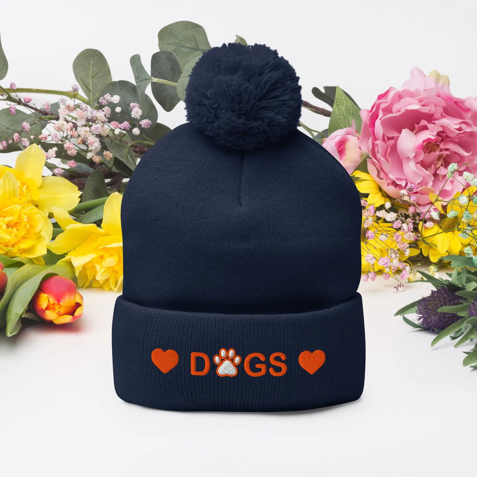 Embroidered Pom-Pom Beanie: Cozy Winter Hat for Dog Lovers, photo 6
