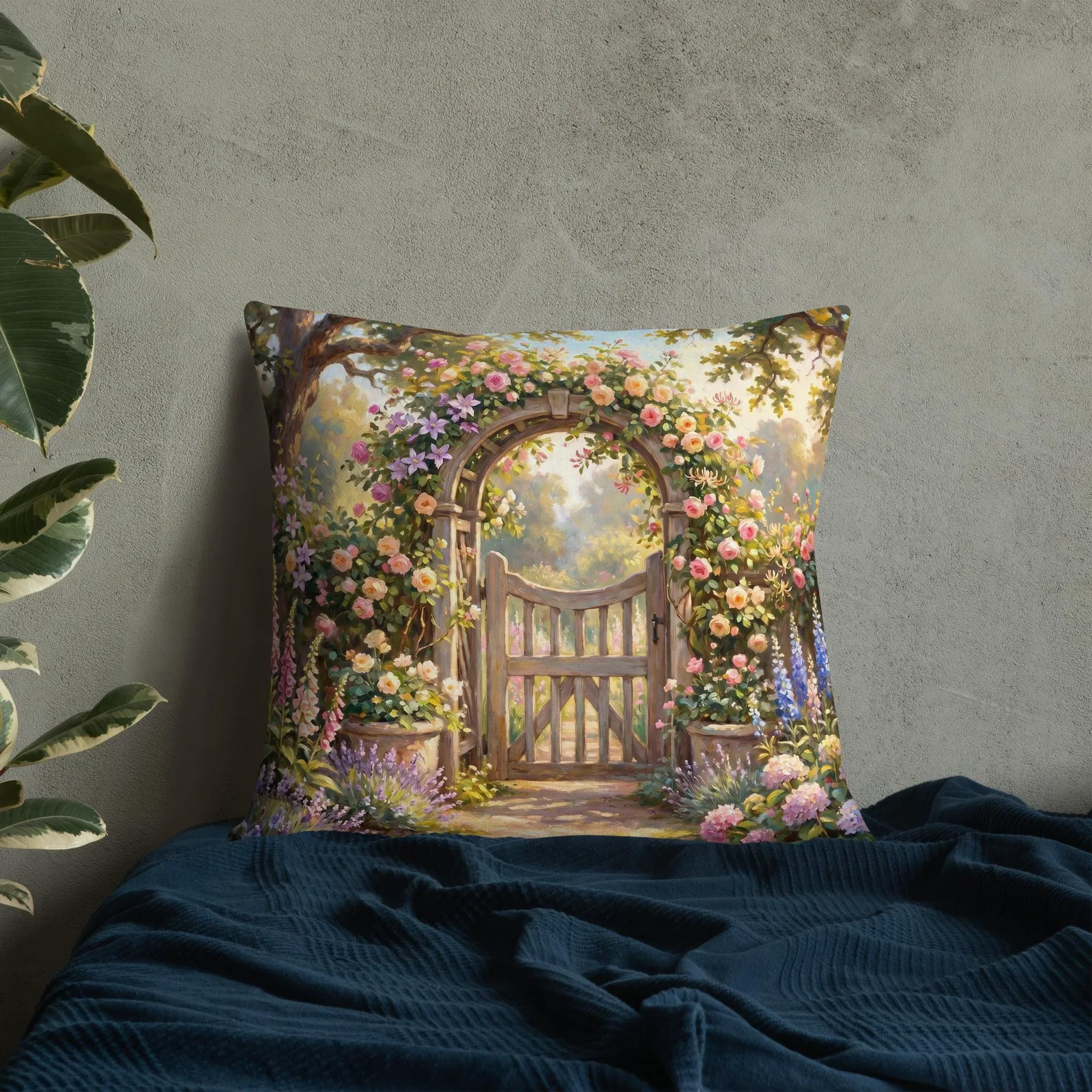 English Rose Garden Throw Pillow: Pastel Floral Decor Cushion, photo 5