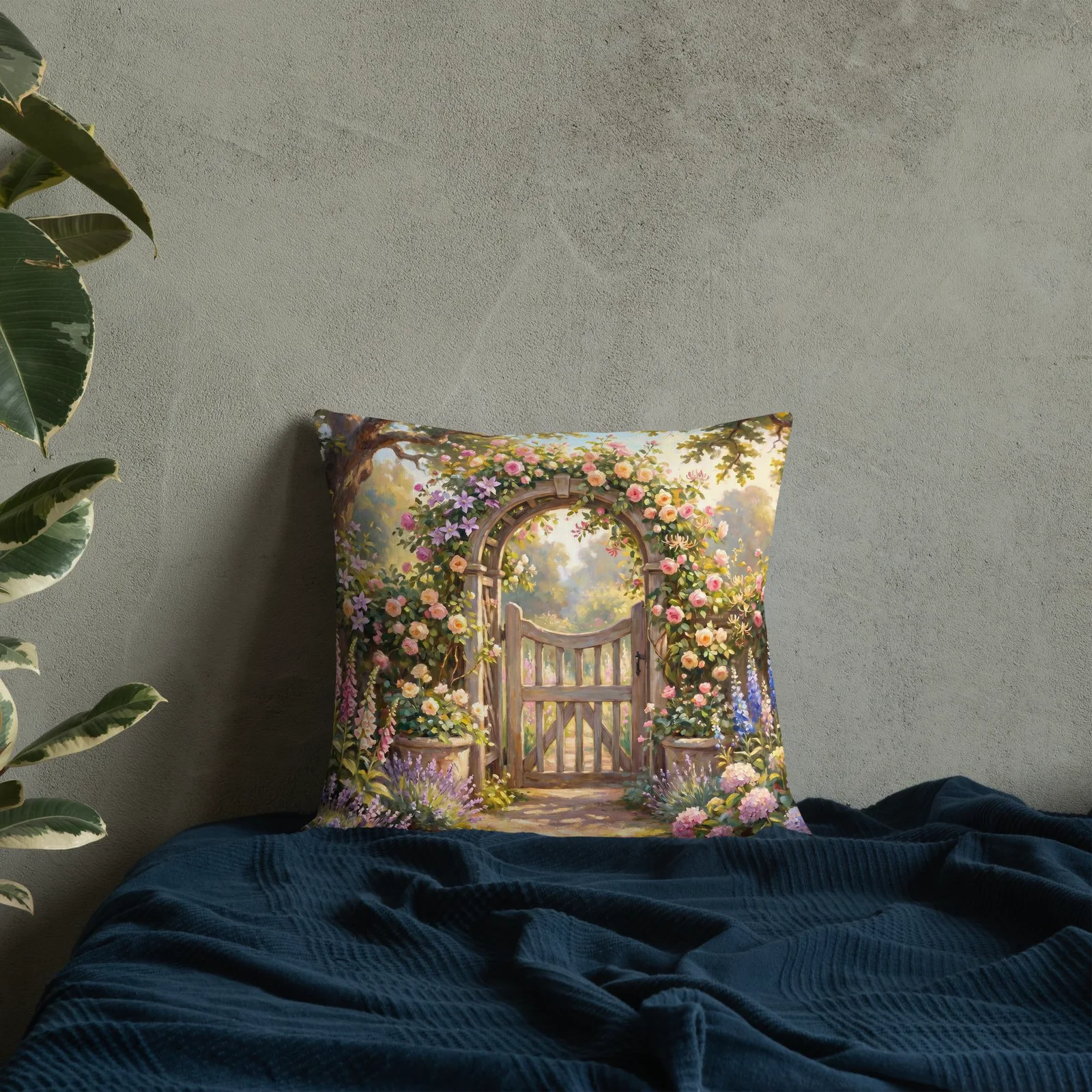 English Rose Garden Throw Pillow: Pastel Floral Decor Cushion, photo 4