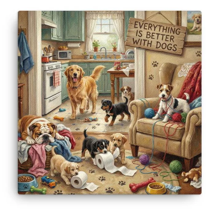 Everything Is Better With Dogs Thin Canvas: Whimsical Dog-Lover Wall Art