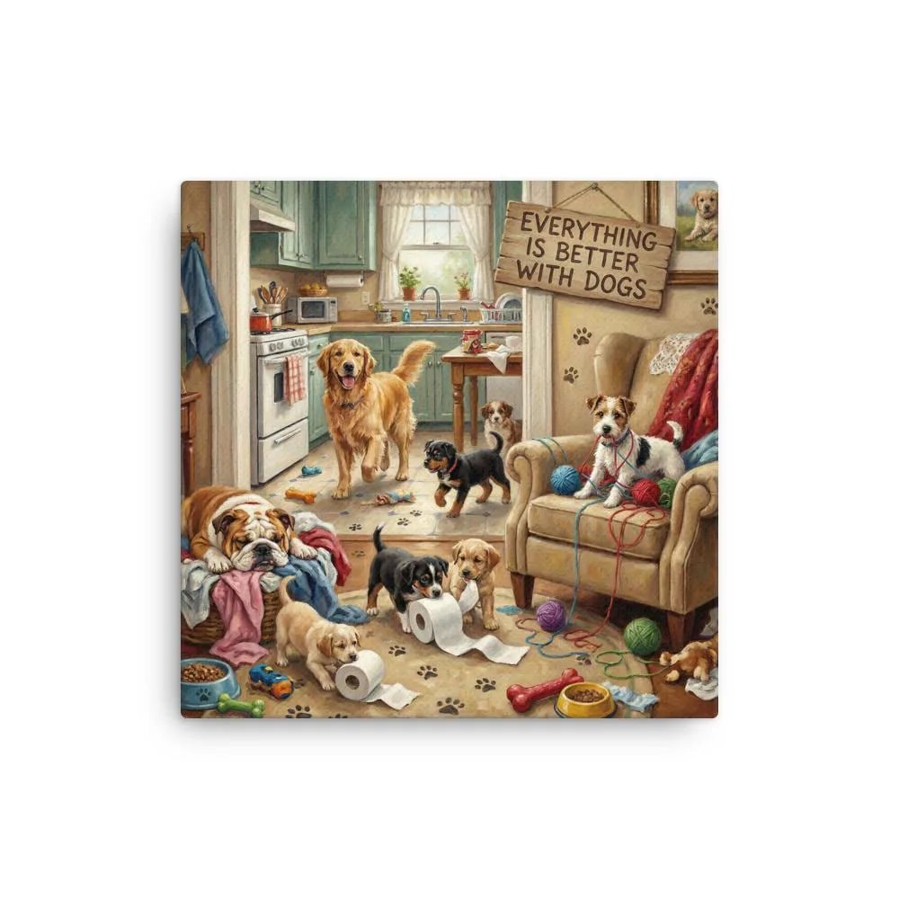 Everything Is Better With Dogs Thin Canvas: Whimsical Dog-Lover Wall Art