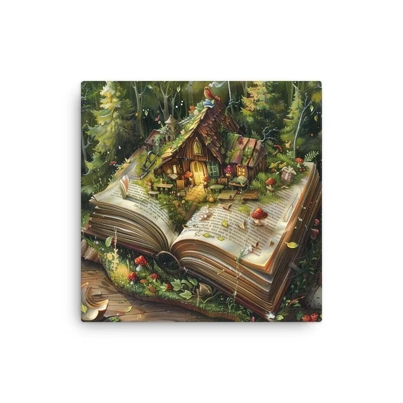 Fairy Tale Cottage Thin Canvas: Book Lover Wall Art