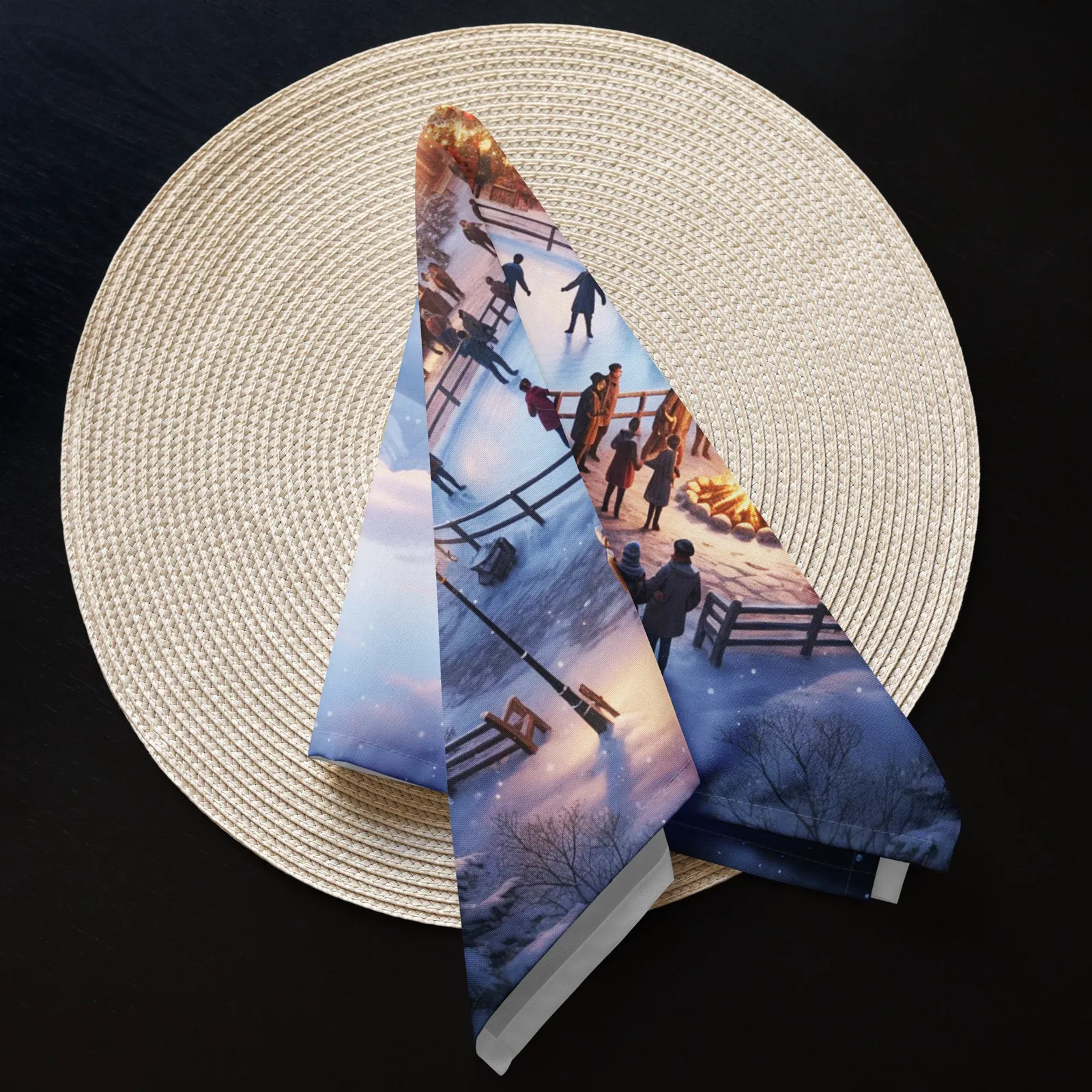Festive Winter Village Cloth Napkin Set of 4: Christmas Dinner Table Decor, photo 7
