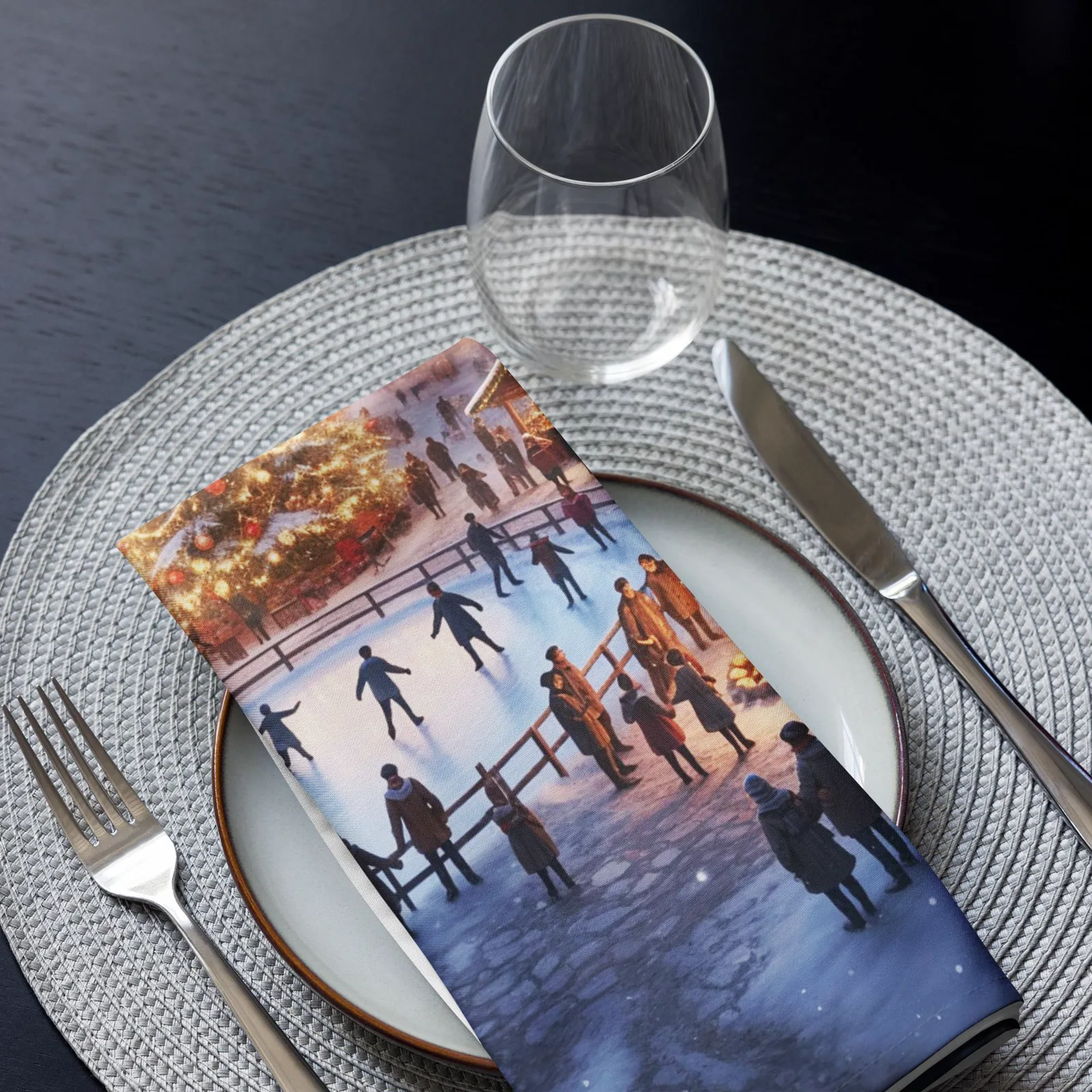 Festive Winter Village Cloth Napkin Set of 4: Christmas Dinner Table Decor, photo 5