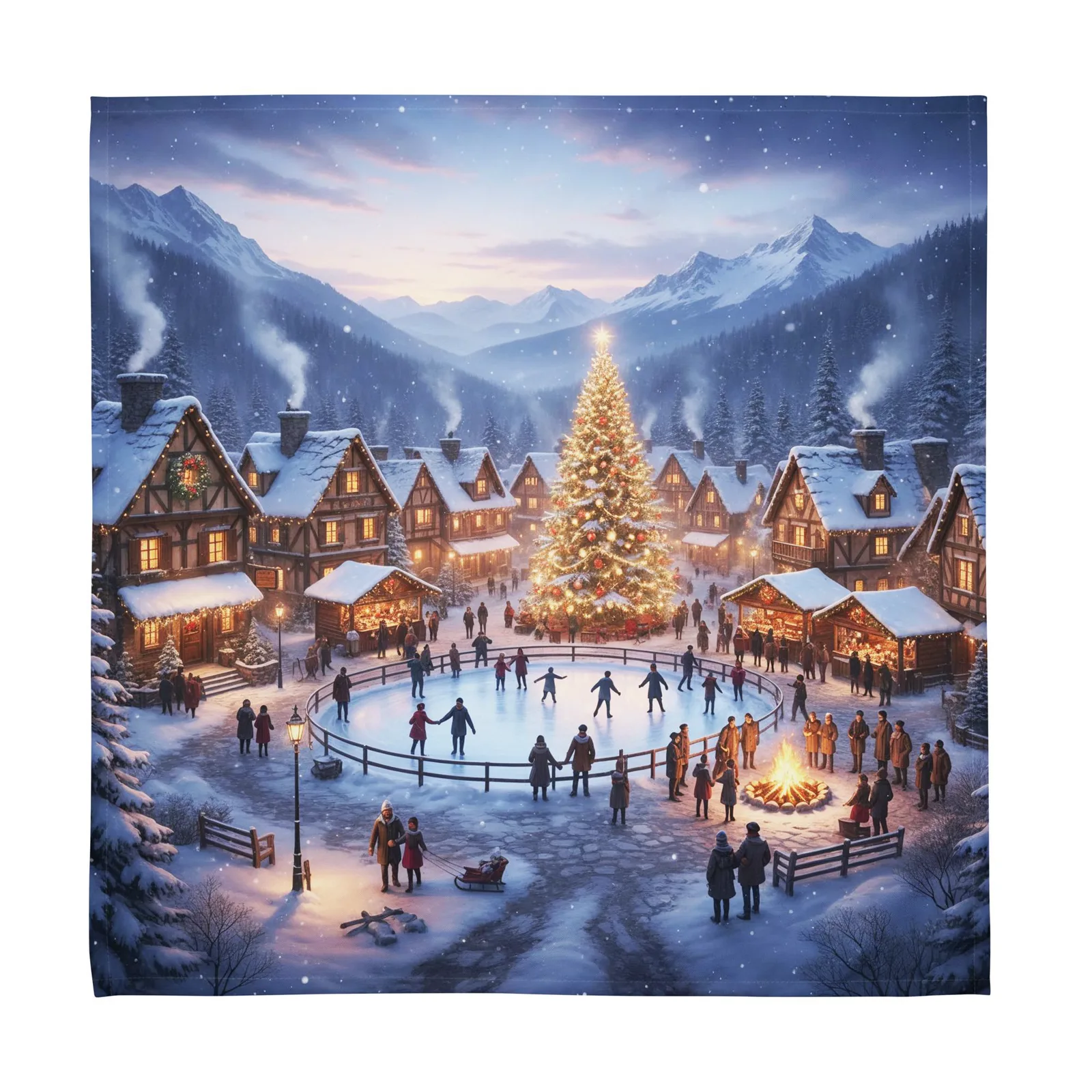 Festive Winter Village Cloth Napkin Set of 4: Christmas Dinner Table Decor, photo 8