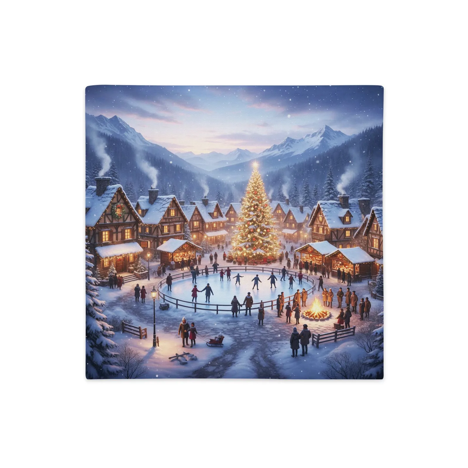 Festive Winter Village Pillow Cover: Christmas Holiday Decor, photo 2