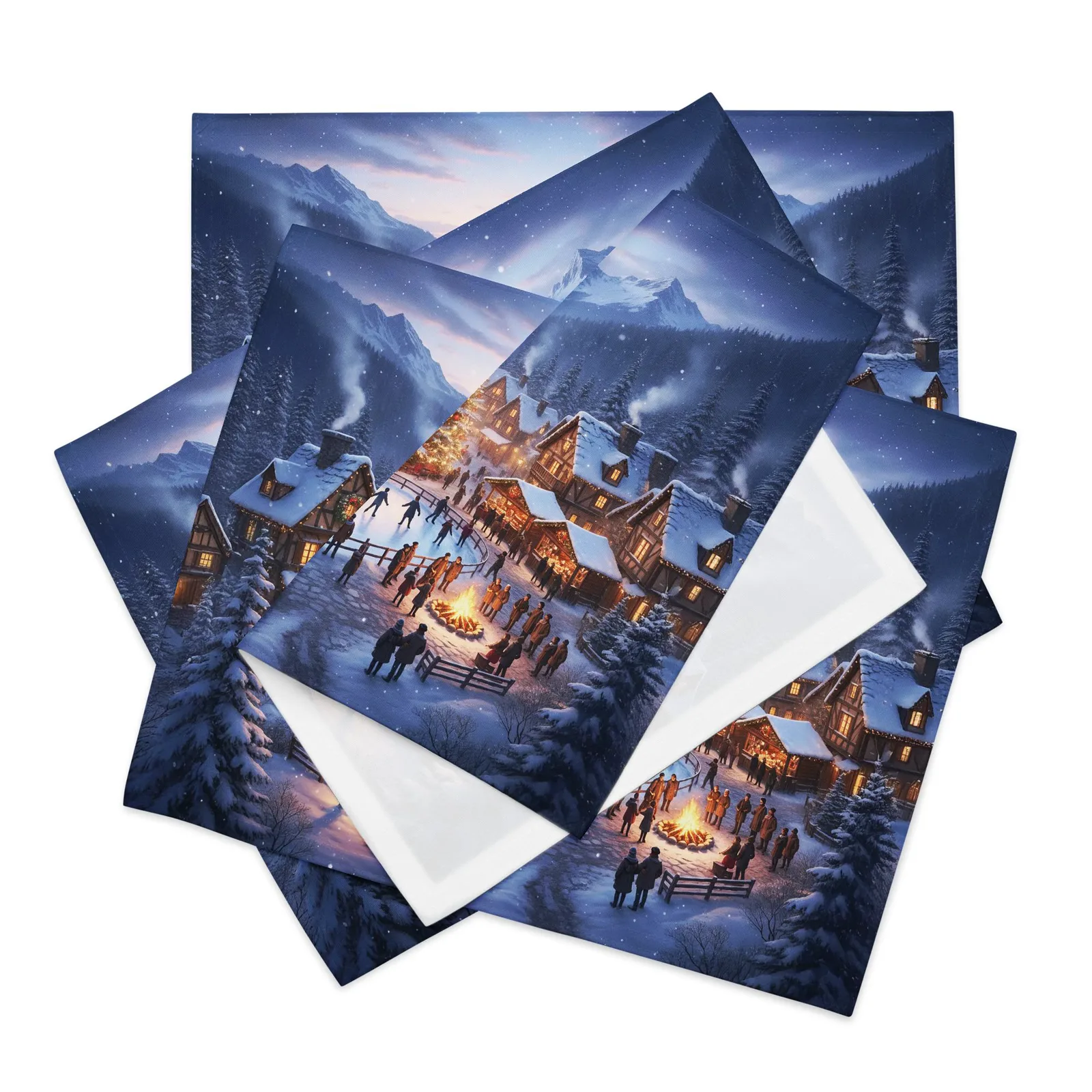 Festive Winter Village Placemat Set of 4: Christmas Table Decor for December Gatherings, photo 8