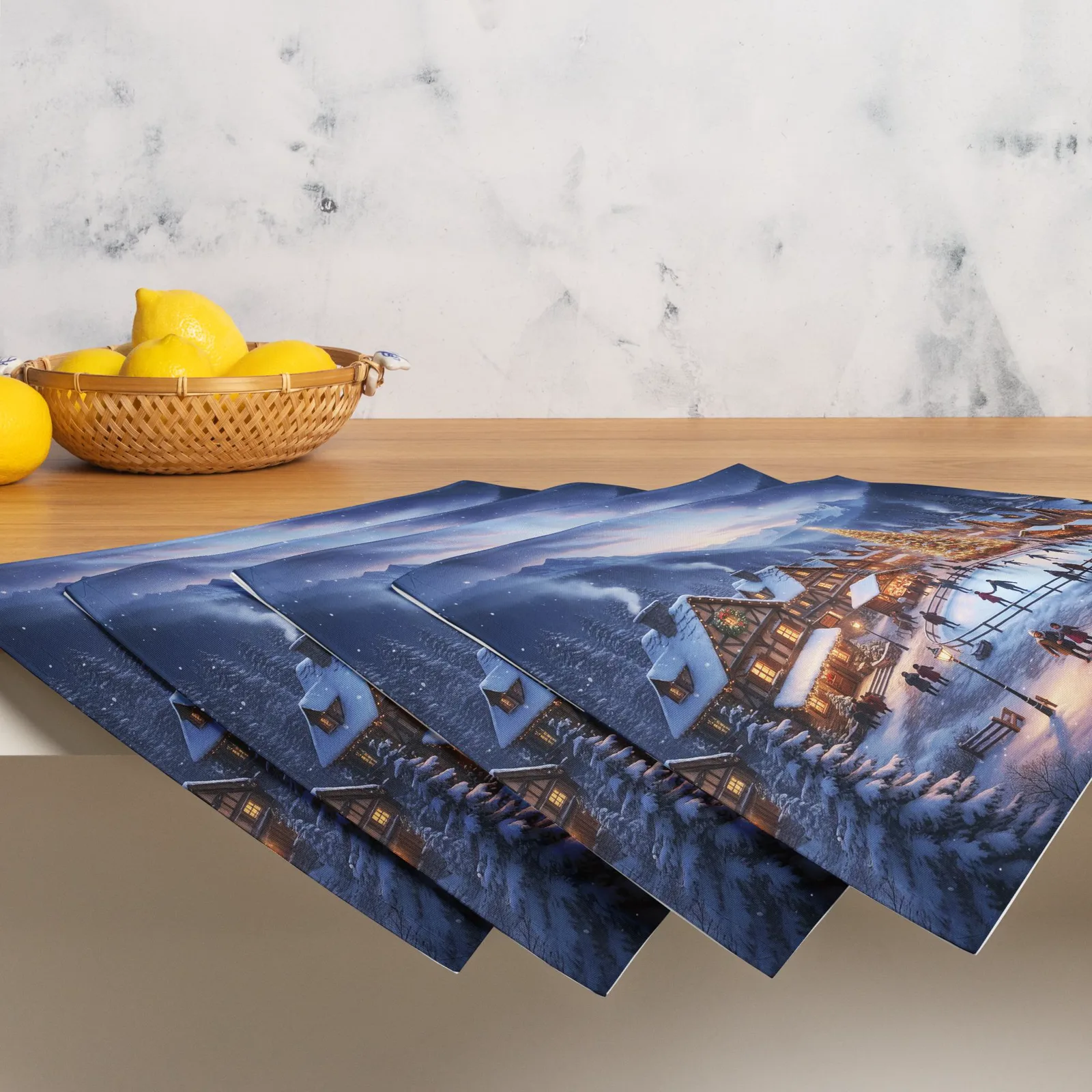 Festive Winter Village Placemat Set of 4: Christmas Table Decor for December Gatherings, photo 9