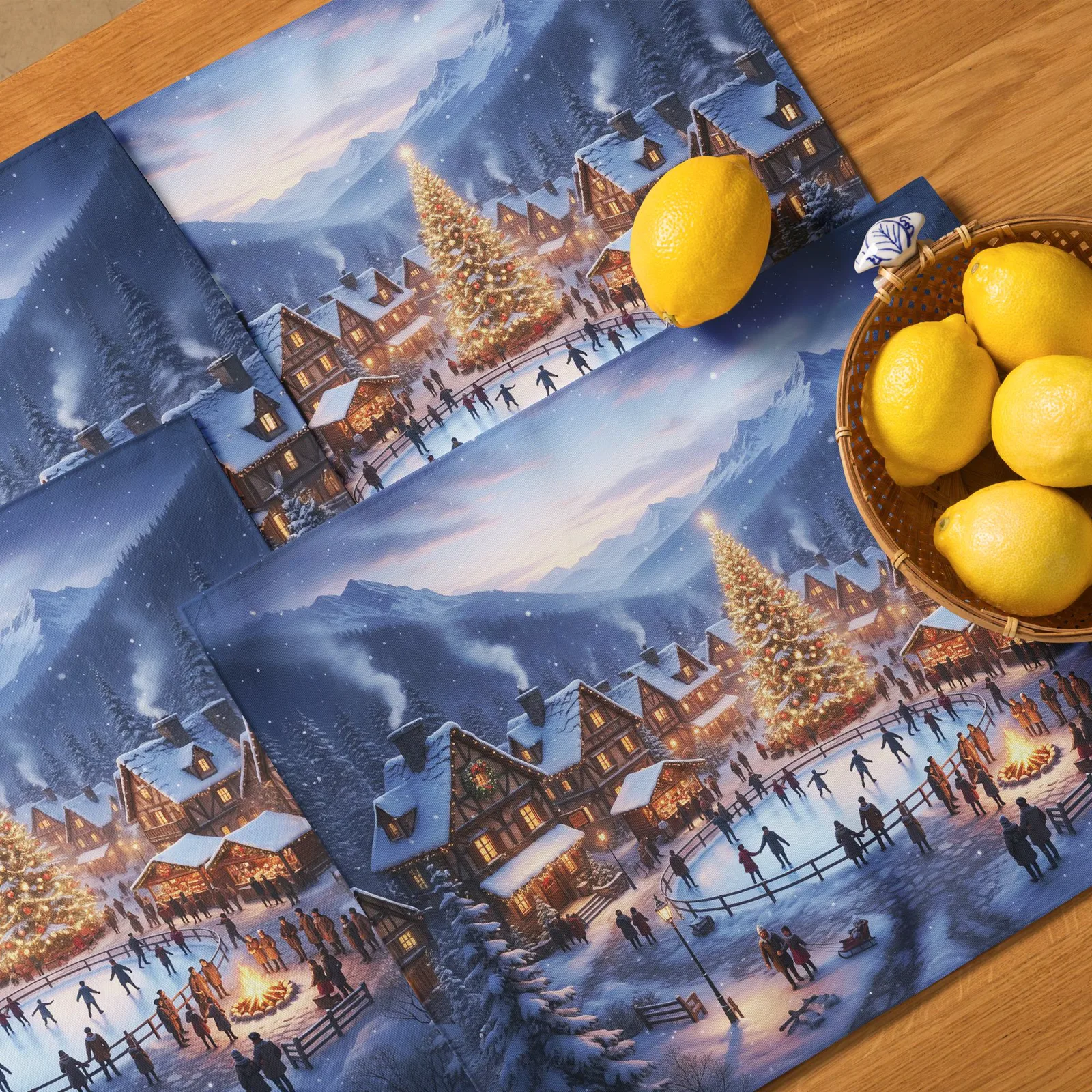 Festive Winter Village Placemat Set of 4: Christmas Table Decor for December Gatherings, photo 7
