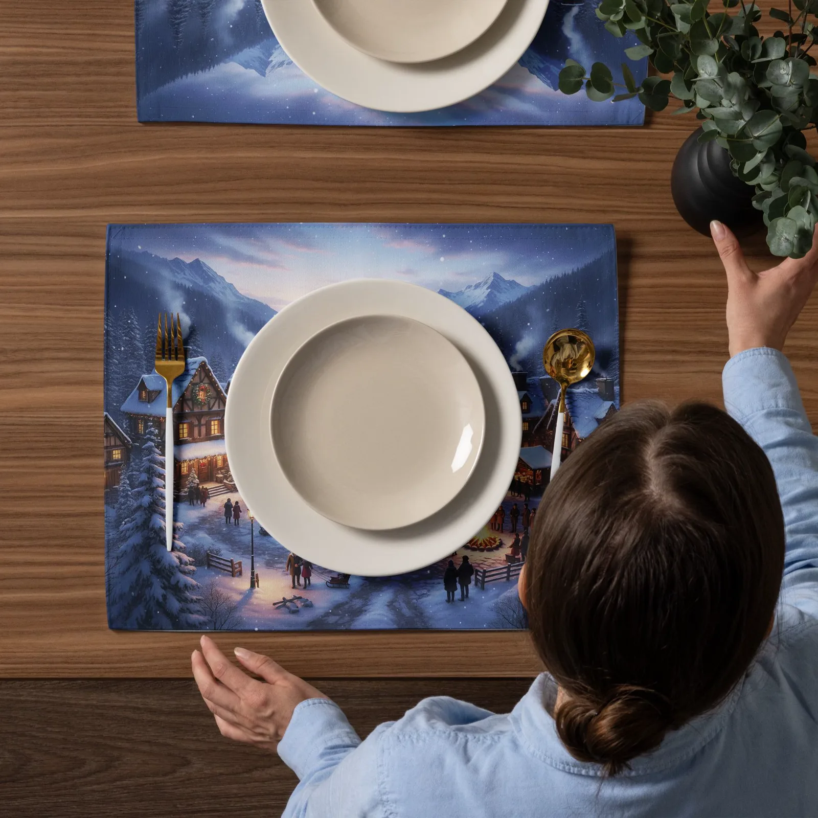 Festive Winter Village Placemat Set of 4: Christmas Table Decor for December Gatherings, photo 5