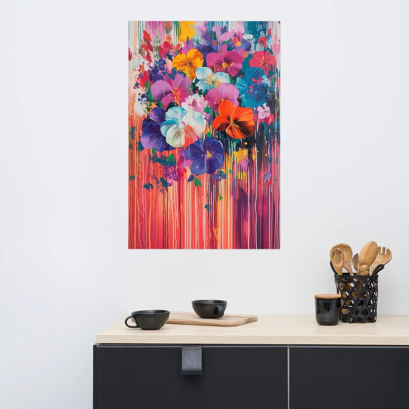 Floral Explosion Poster: Colorful Abstract Flower Wall Art