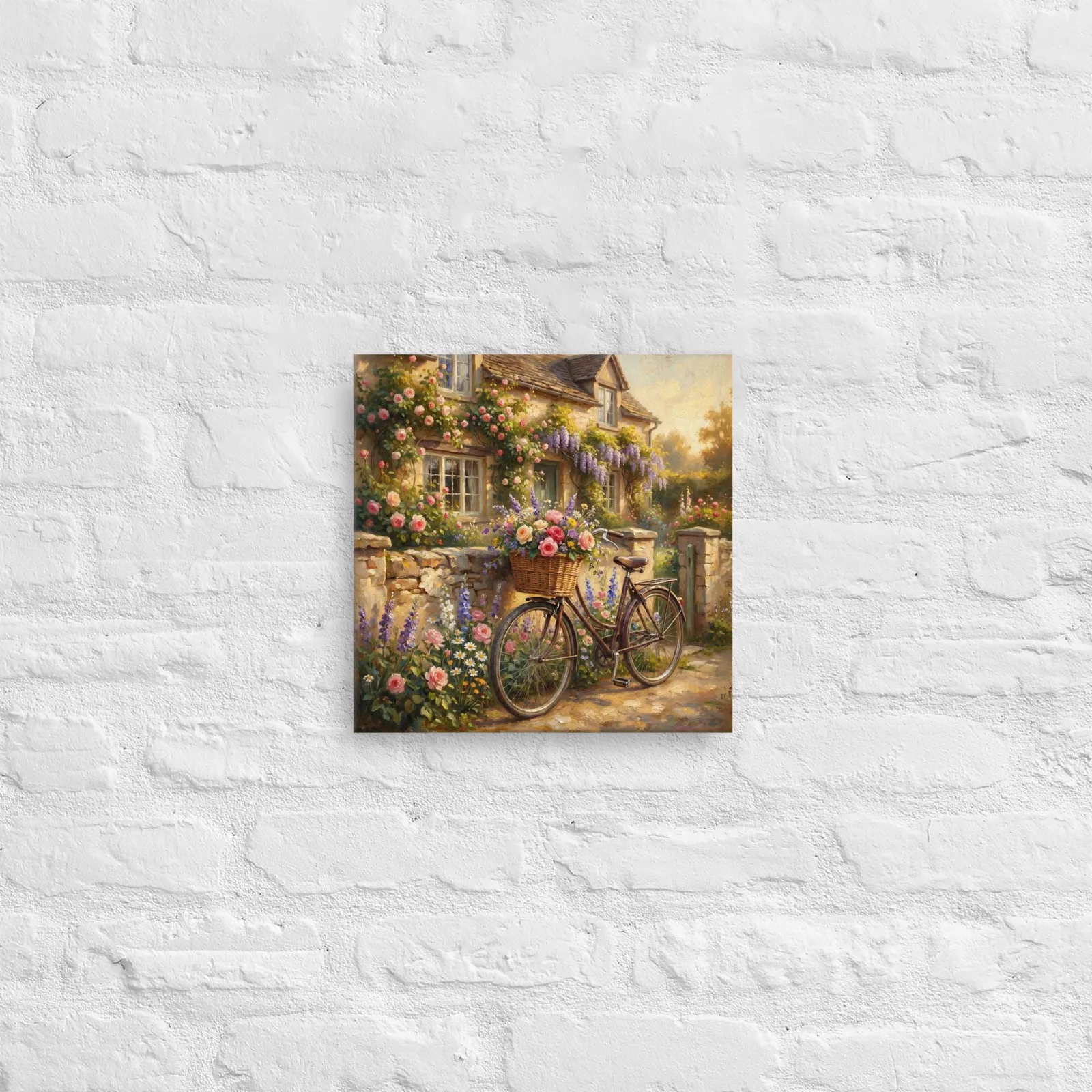 French Country Bicycle Thin Canvas: Vintage Floral Cottage Garden Wall Art, photo 7