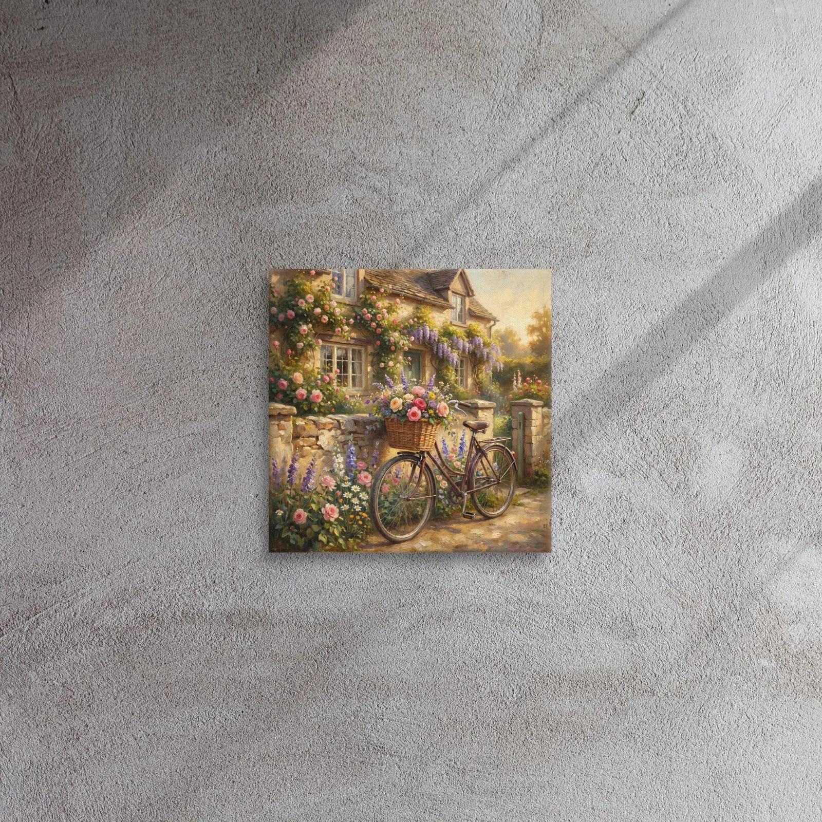 French Country Bicycle Thin Canvas: Vintage Floral Cottage Garden Wall Art, photo 3