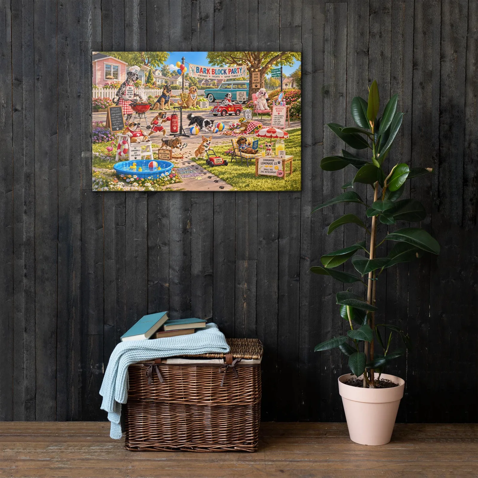 Funny Dog Block Party Thin Canvas: Dog Lover Home Decor Wall Art, photo 7