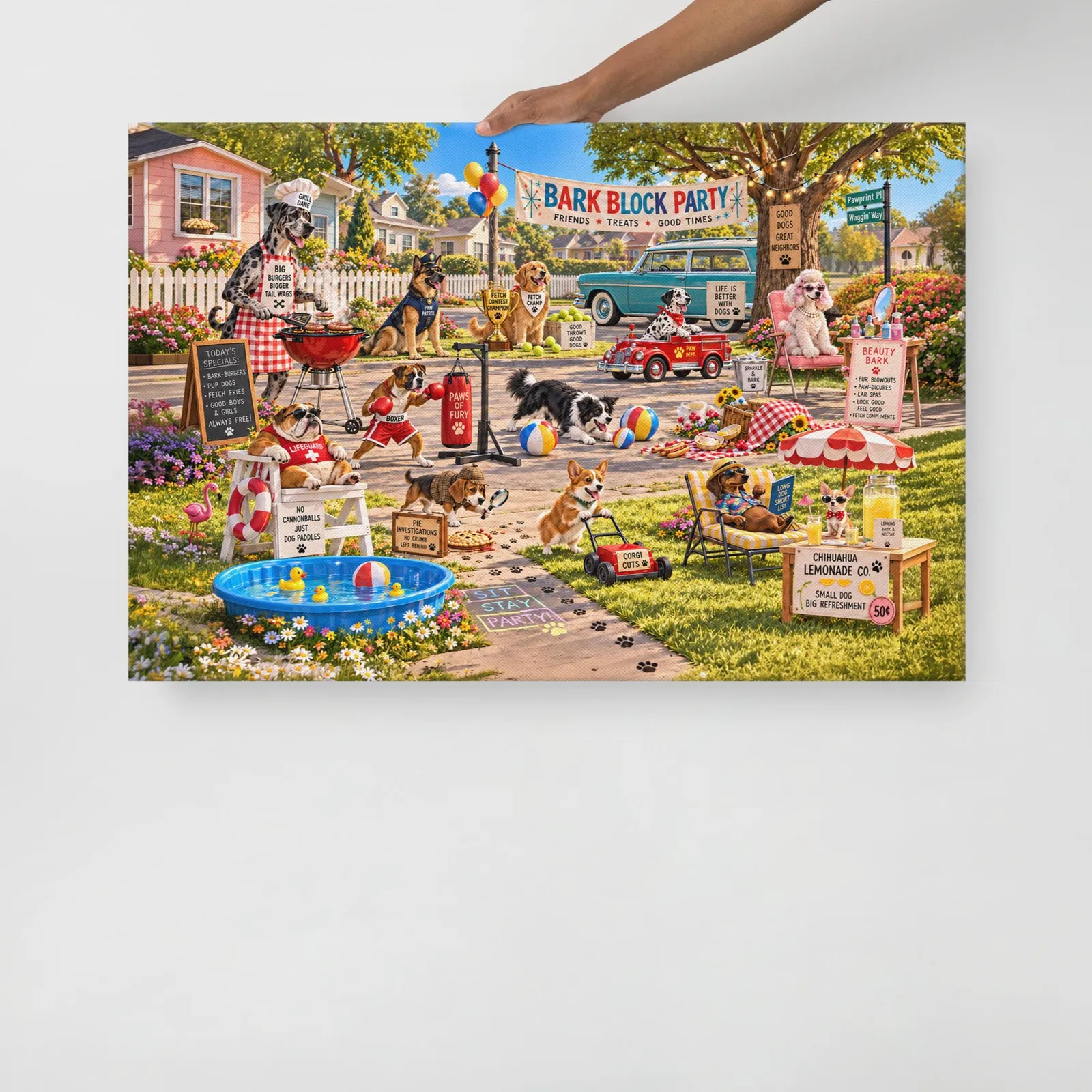 Funny Dog Block Party Thin Canvas: Dog Lover Home Decor Wall Art, photo 10