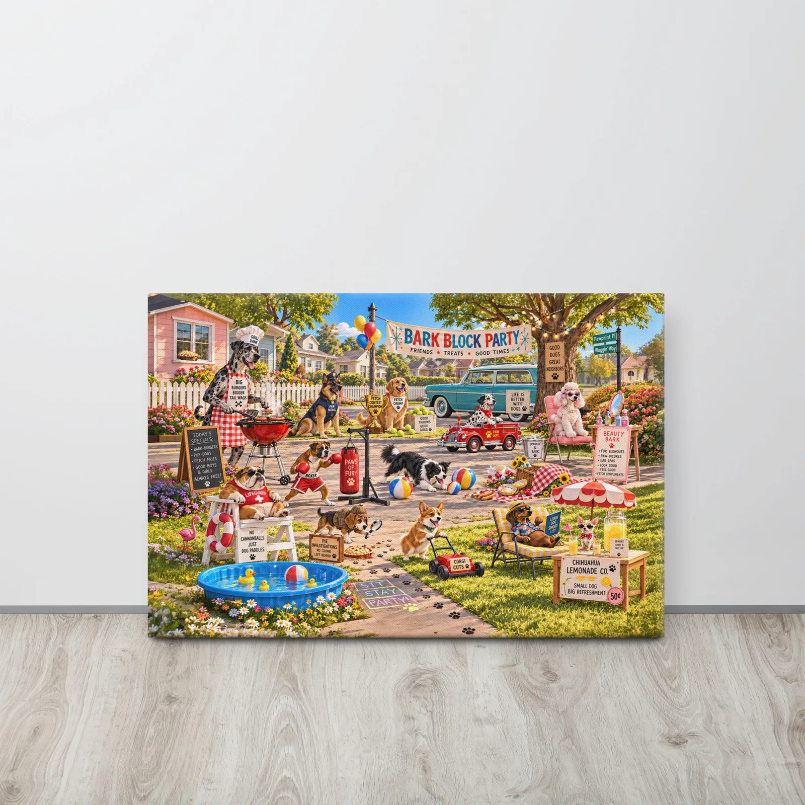 Funny Dog Block Party Thin Canvas: Dog Lover Home Decor Wall Art, photo 4
