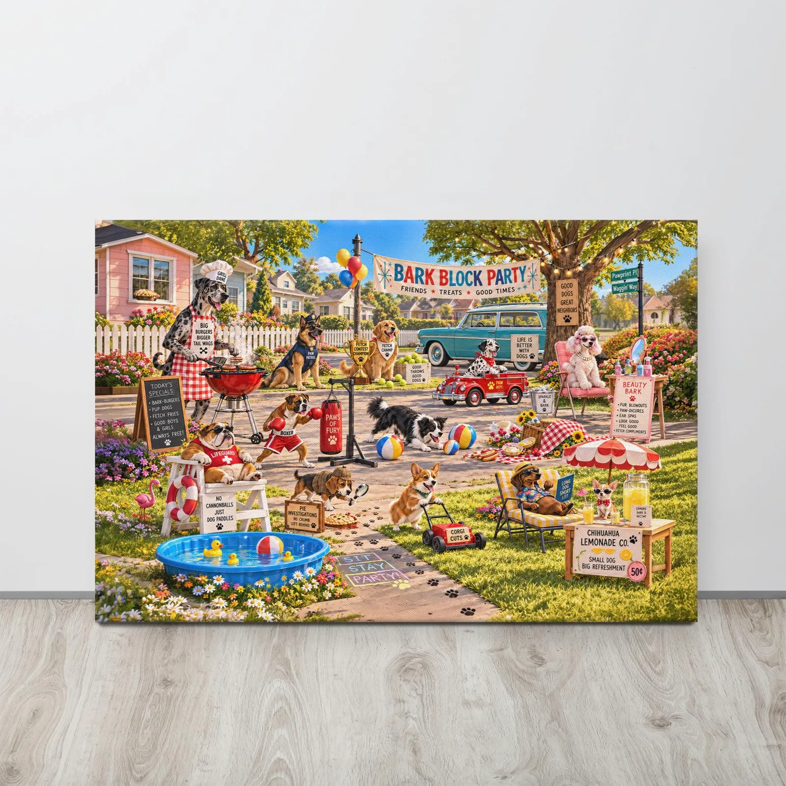Funny Dog Block Party Thin Canvas: Dog Lover Home Decor Wall Art, photo 5