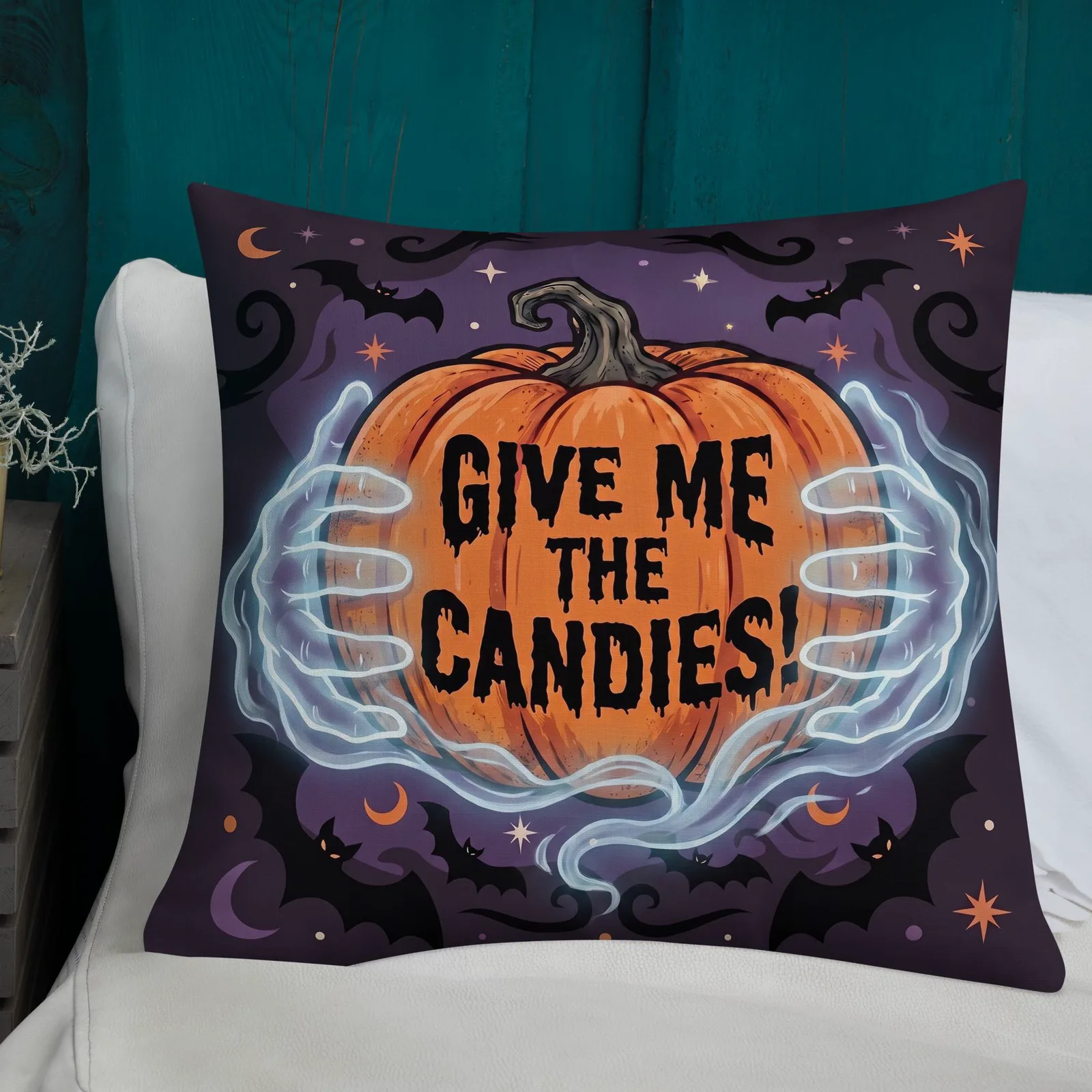 Ghost Hands Halloween Pillow: Trick or Treat Decor Cushion, photo 3