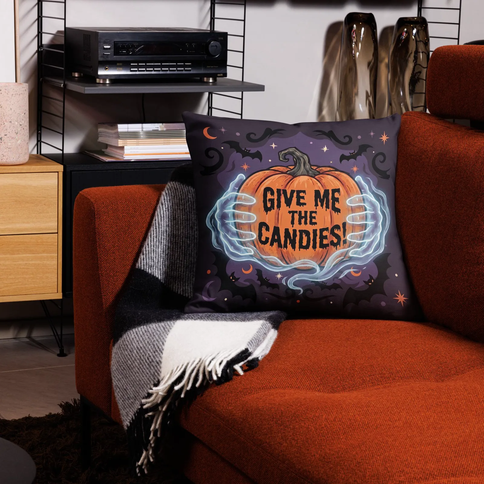 Ghost Hands Halloween Pillow: Trick or Treat Decor Cushion, photo 10