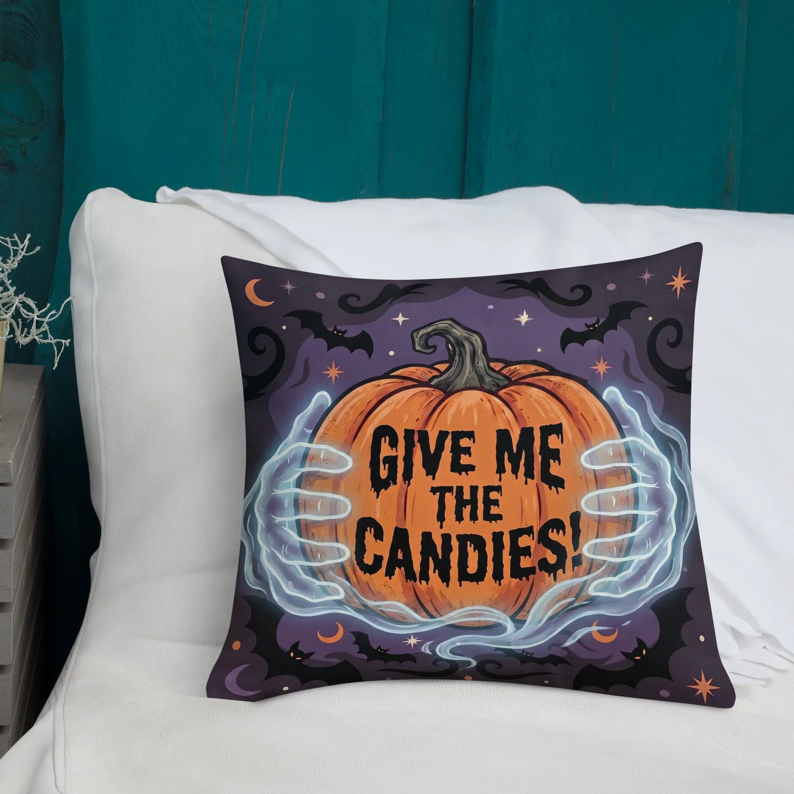Ghost Hands Halloween Pillow: Trick or Treat Decor Cushion, photo 2