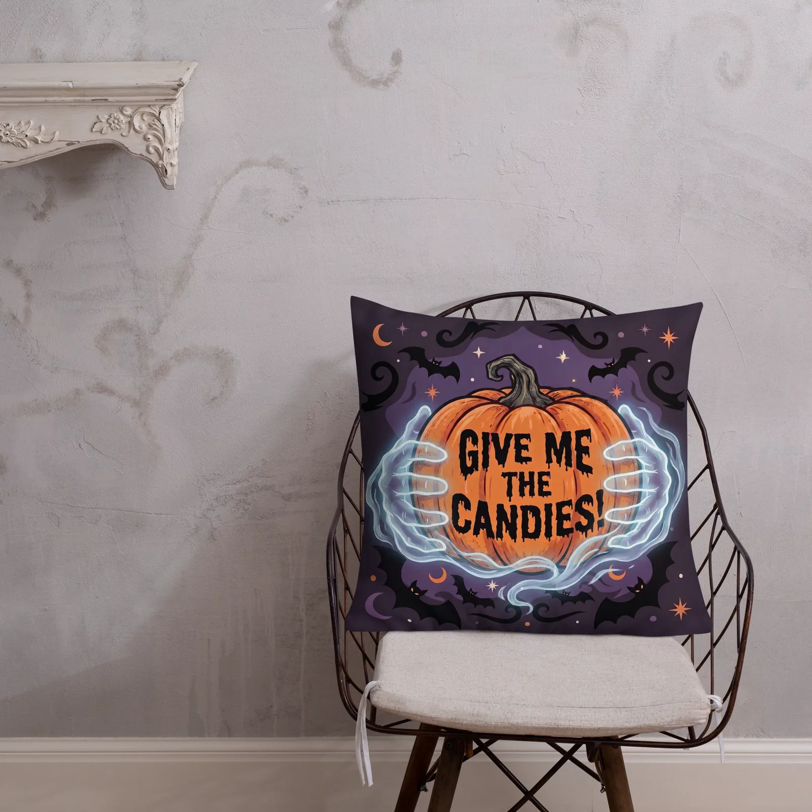 Ghost Hands Halloween Pillow: Trick or Treat Decor Cushion, photo 5