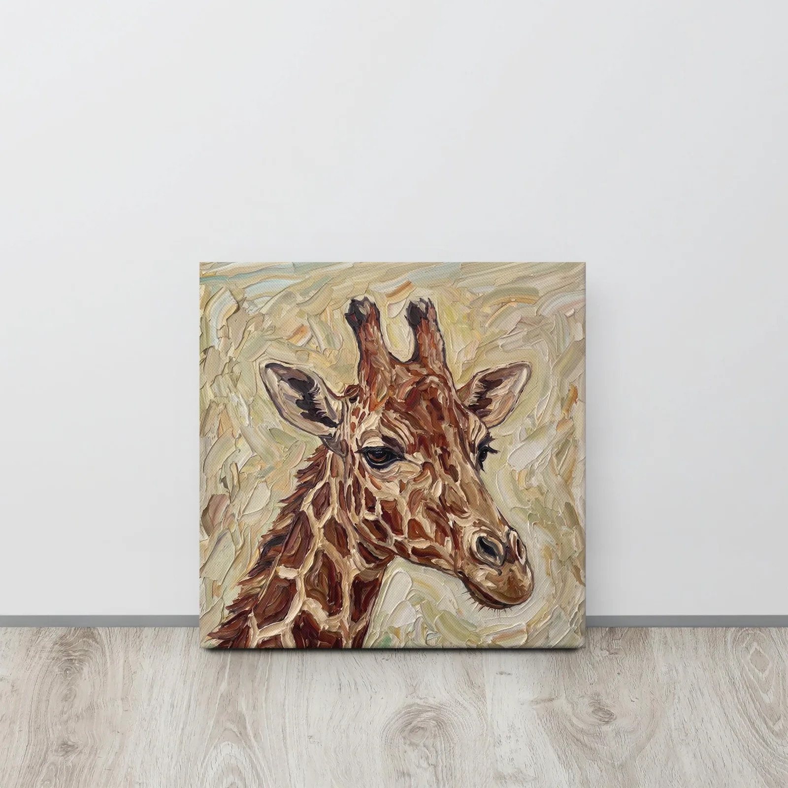 Giraffe Thin Canvas: Impasto Safari Animal Wall Art, photo 7