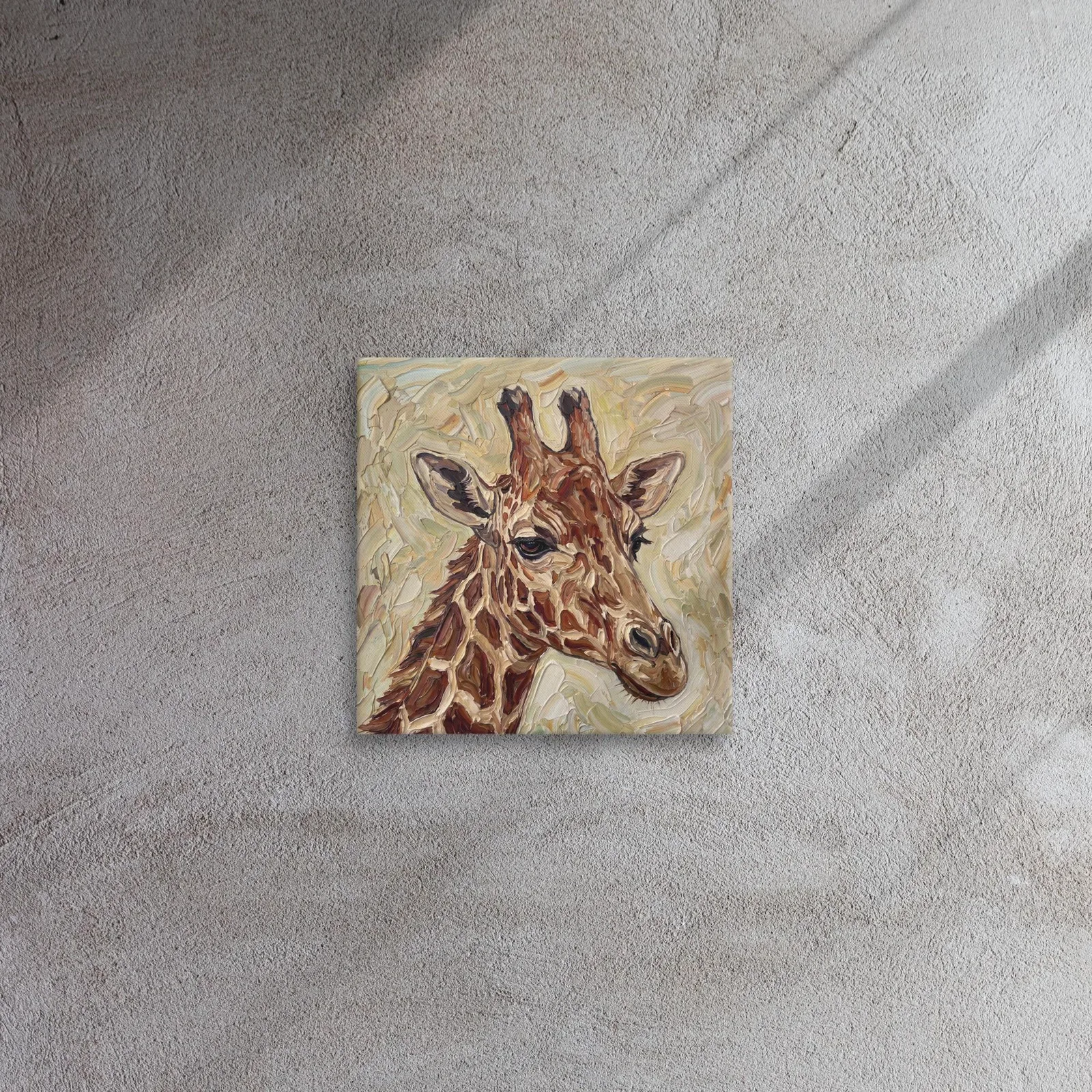 Giraffe Thin Canvas: Impasto Safari Animal Wall Art, photo 4