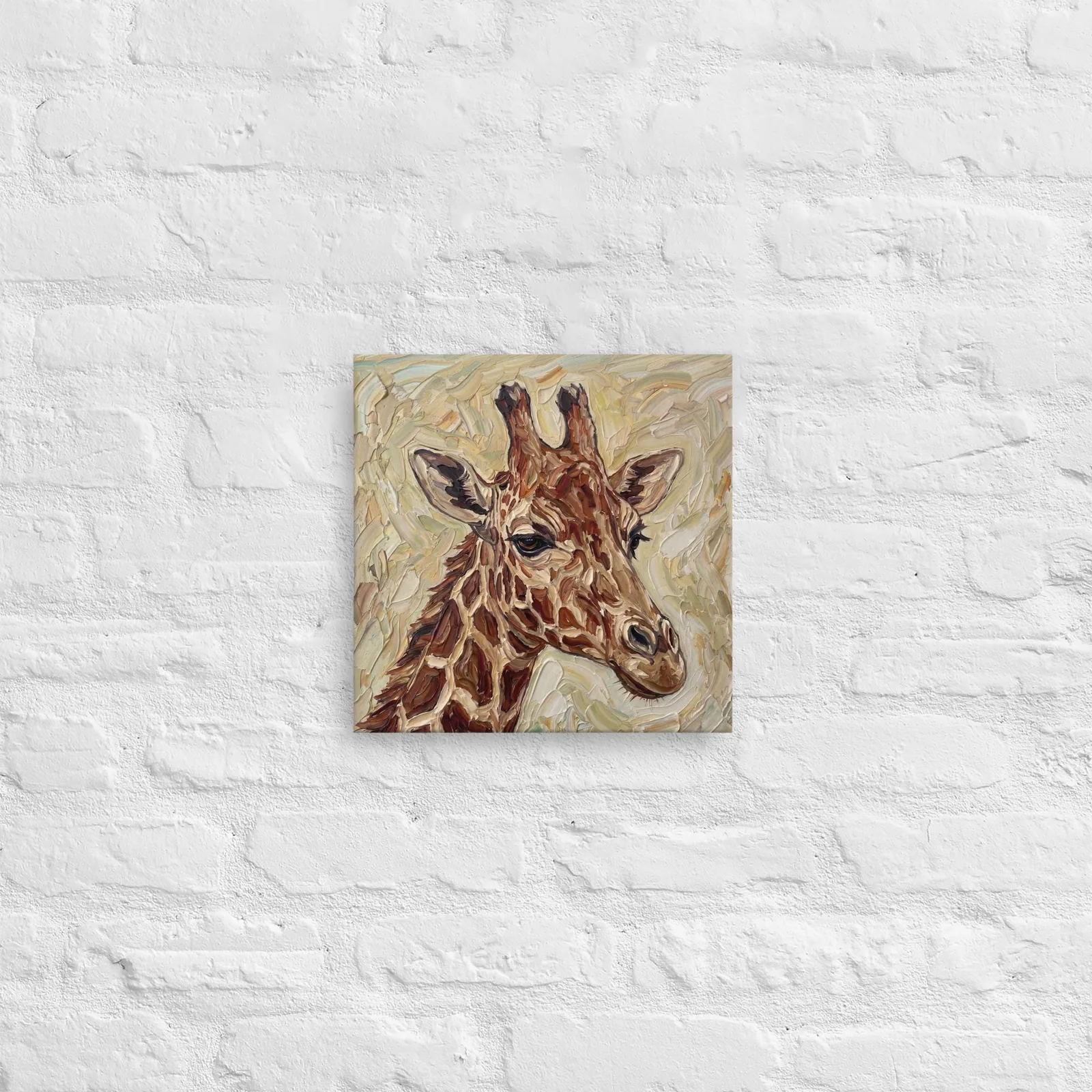 Giraffe Thin Canvas: Impasto Safari Animal Wall Art, photo 2