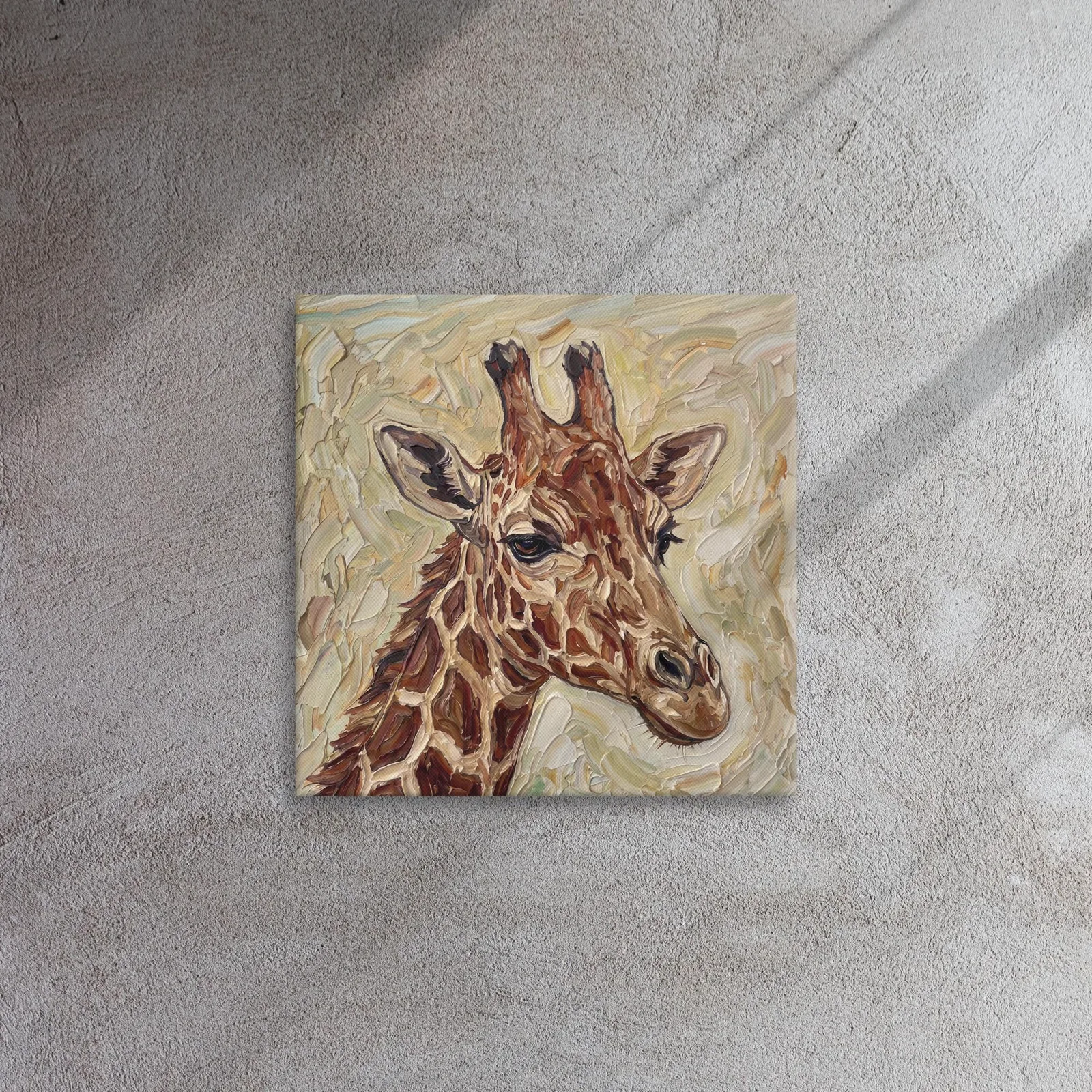 Giraffe Thin Canvas: Impasto Safari Animal Wall Art, photo 5
