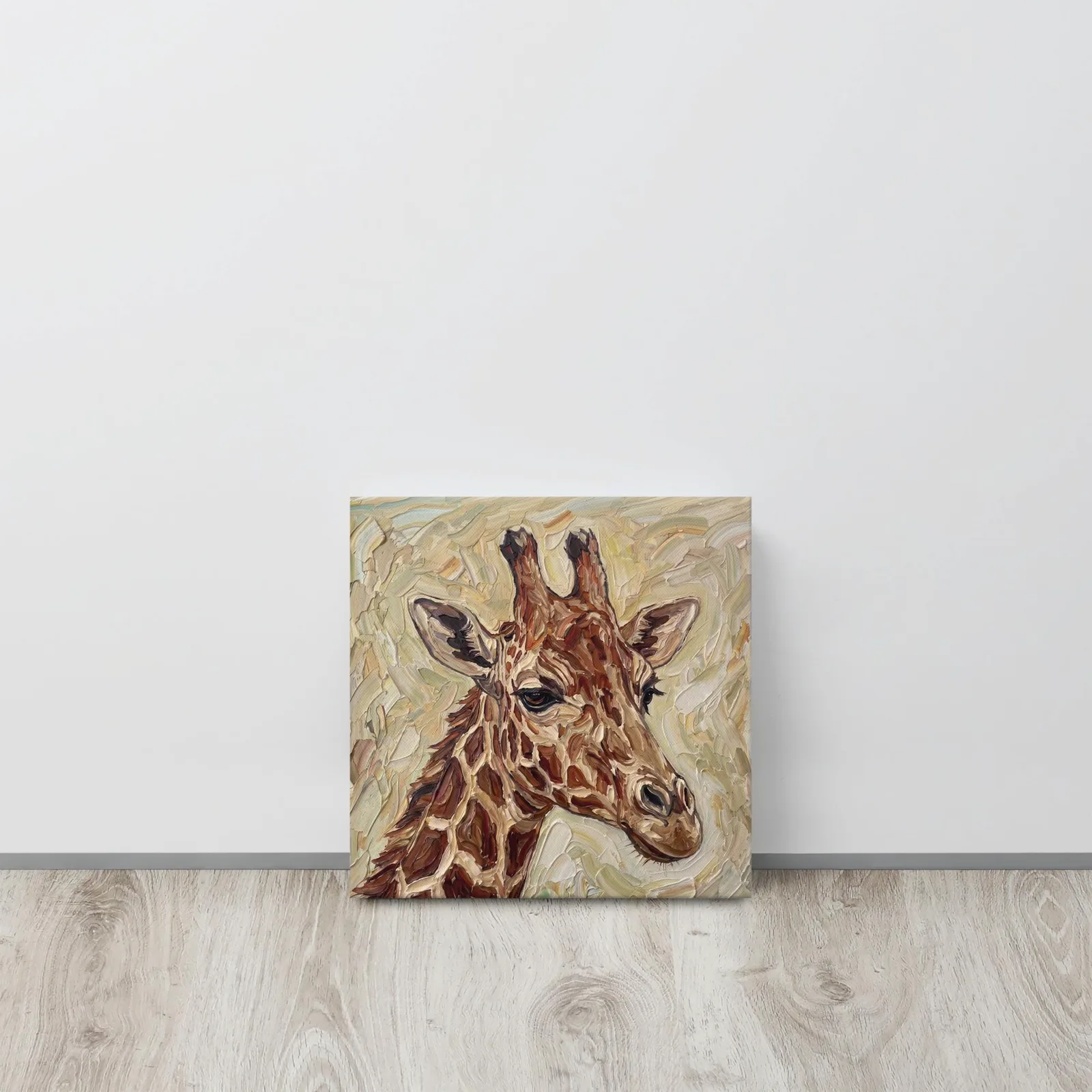 Giraffe Thin Canvas: Impasto Safari Animal Wall Art, photo 6