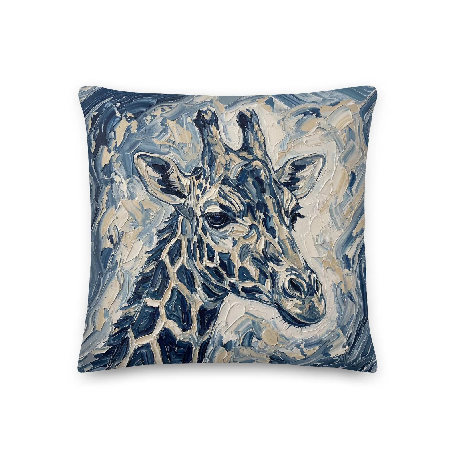 Giraffe Throw Pillow: Impasto Wildlife Art Cushion