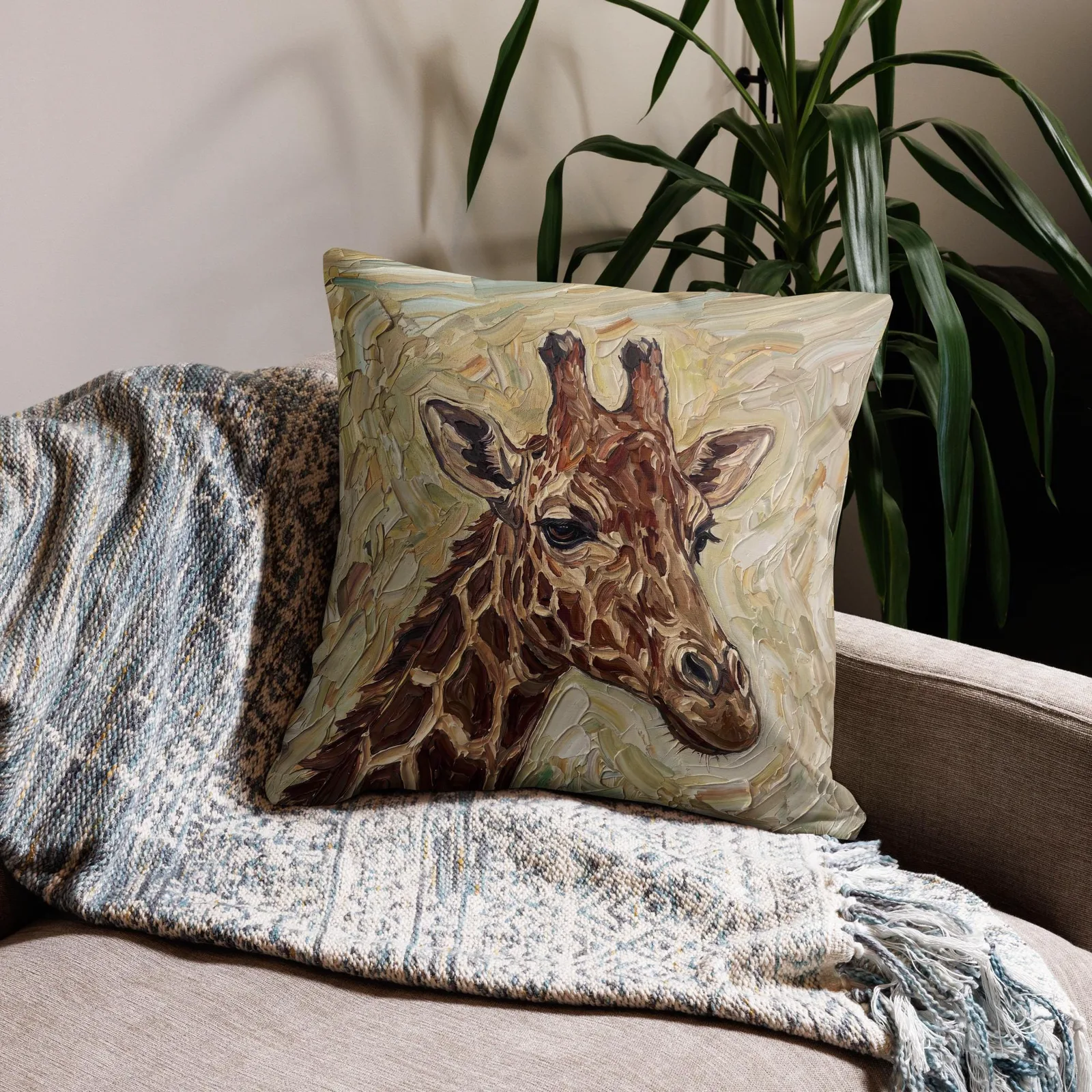 Giraffe Throw Pillow: Safari Animal Decor Cushion, photo 3