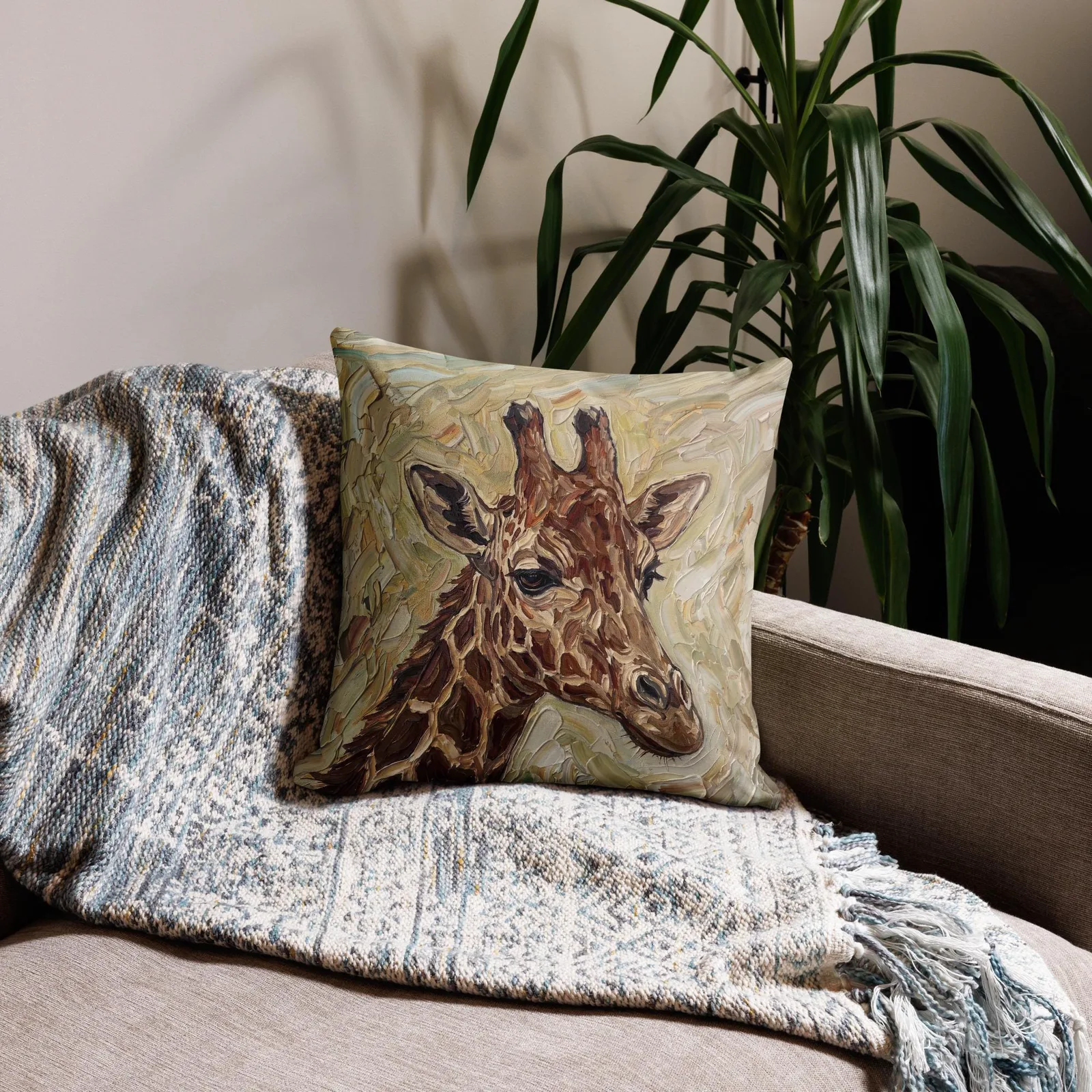 Giraffe Throw Pillow: Safari Animal Decor Cushion, photo 2