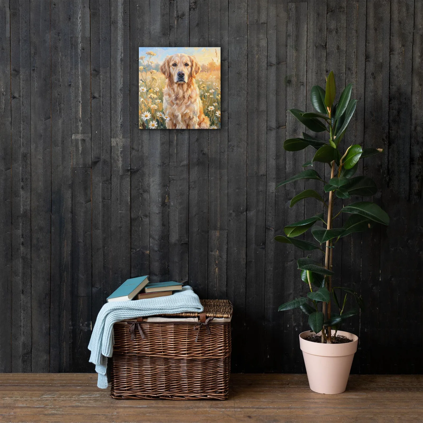 Golden Retriever Canvas Art: Gentle Dog in Wildflower Meadow (0.75 in. Thin), photo 9