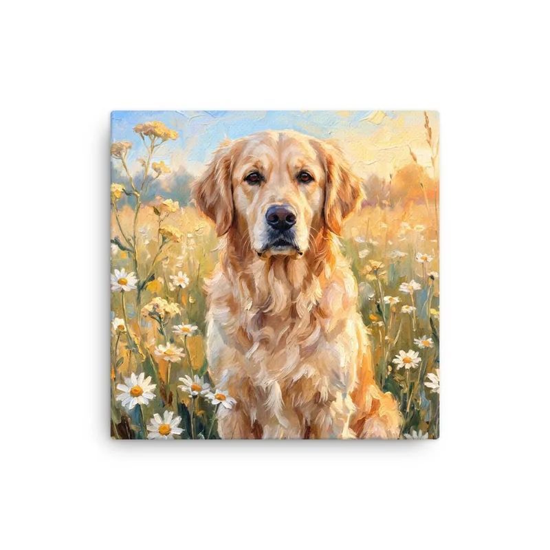 Golden Retriever Canvas Art: Gentle Dog in Wildflower Meadow (0.75 in. Thin)