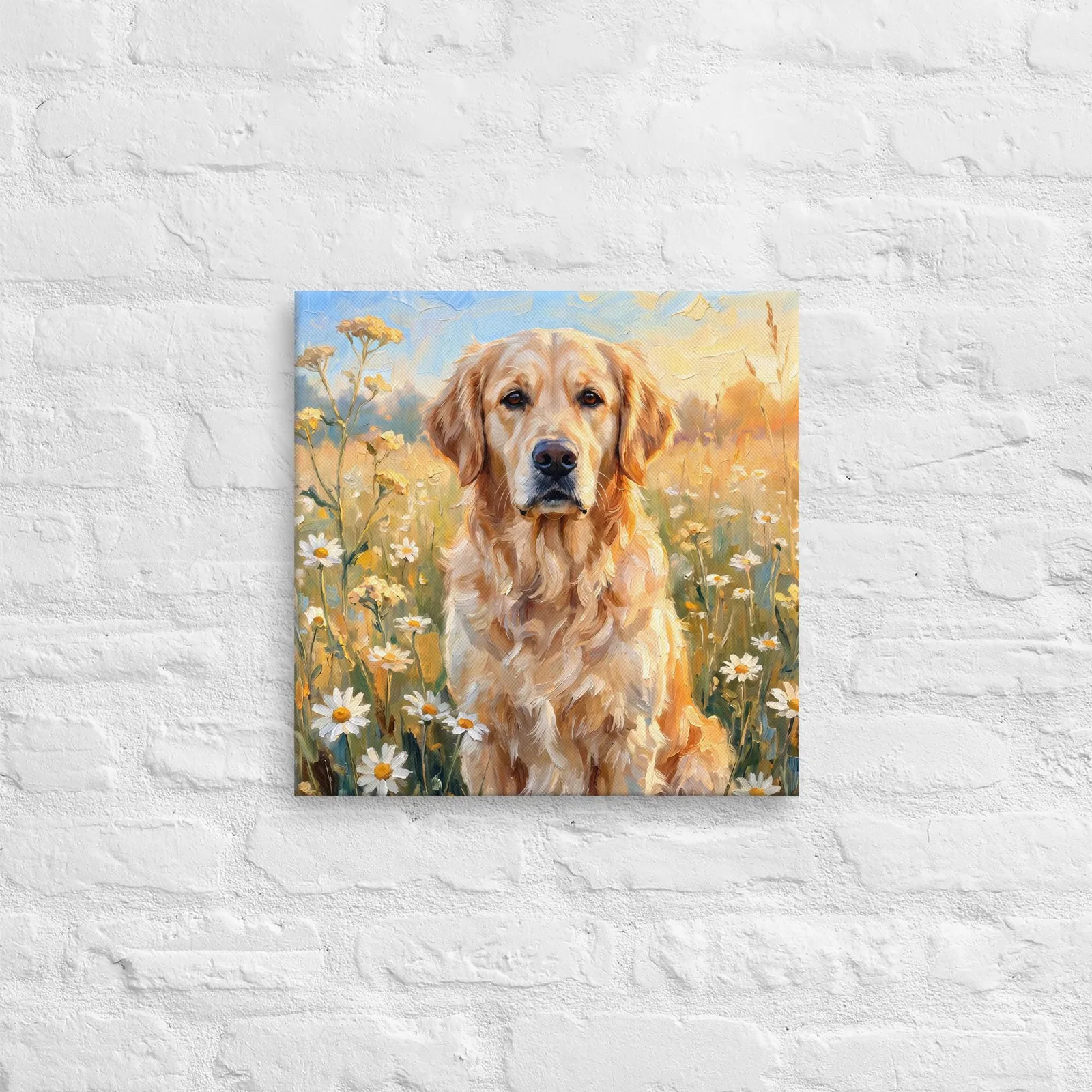 Golden Retriever Canvas Art: Gentle Dog in Wildflower Meadow (0.75 in. Thin), photo 3