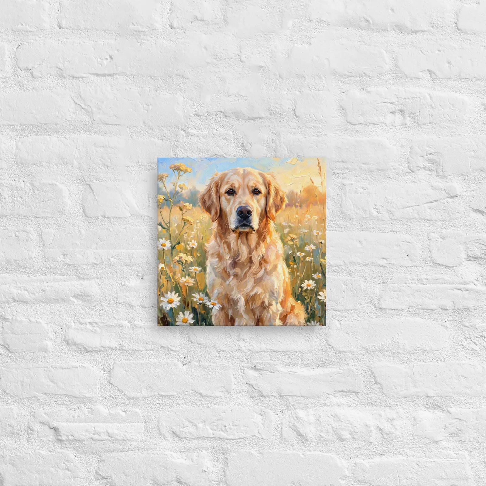 Golden Retriever Canvas Art: Gentle Dog in Wildflower Meadow (0.75 in. Thin), photo 2