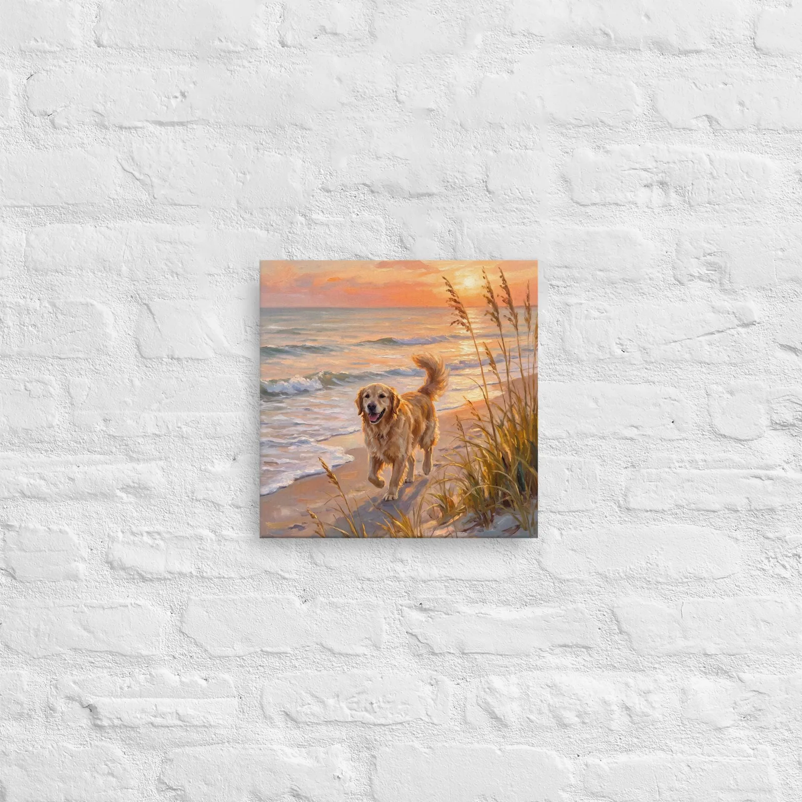 Golden Retriever Thin Canvas: Coastal Dog, Beach Walk Wall Art, photo 4