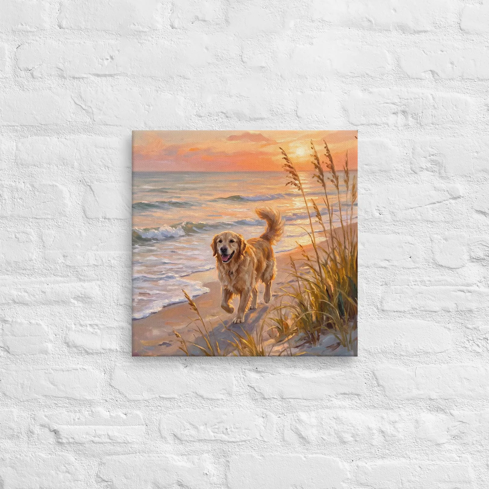 Golden Retriever Thin Canvas: Coastal Dog, Beach Walk Wall Art, photo 5