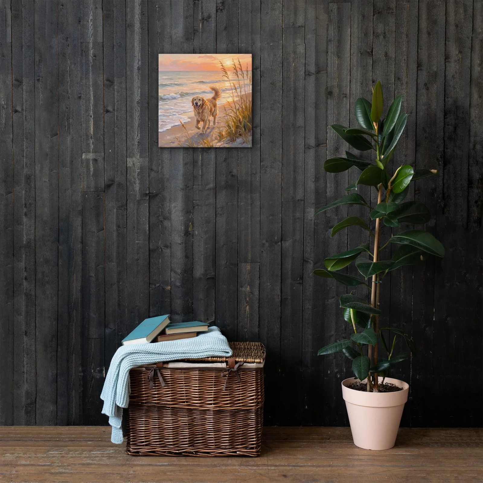 Golden Retriever Thin Canvas: Coastal Dog, Beach Walk Wall Art, photo 9