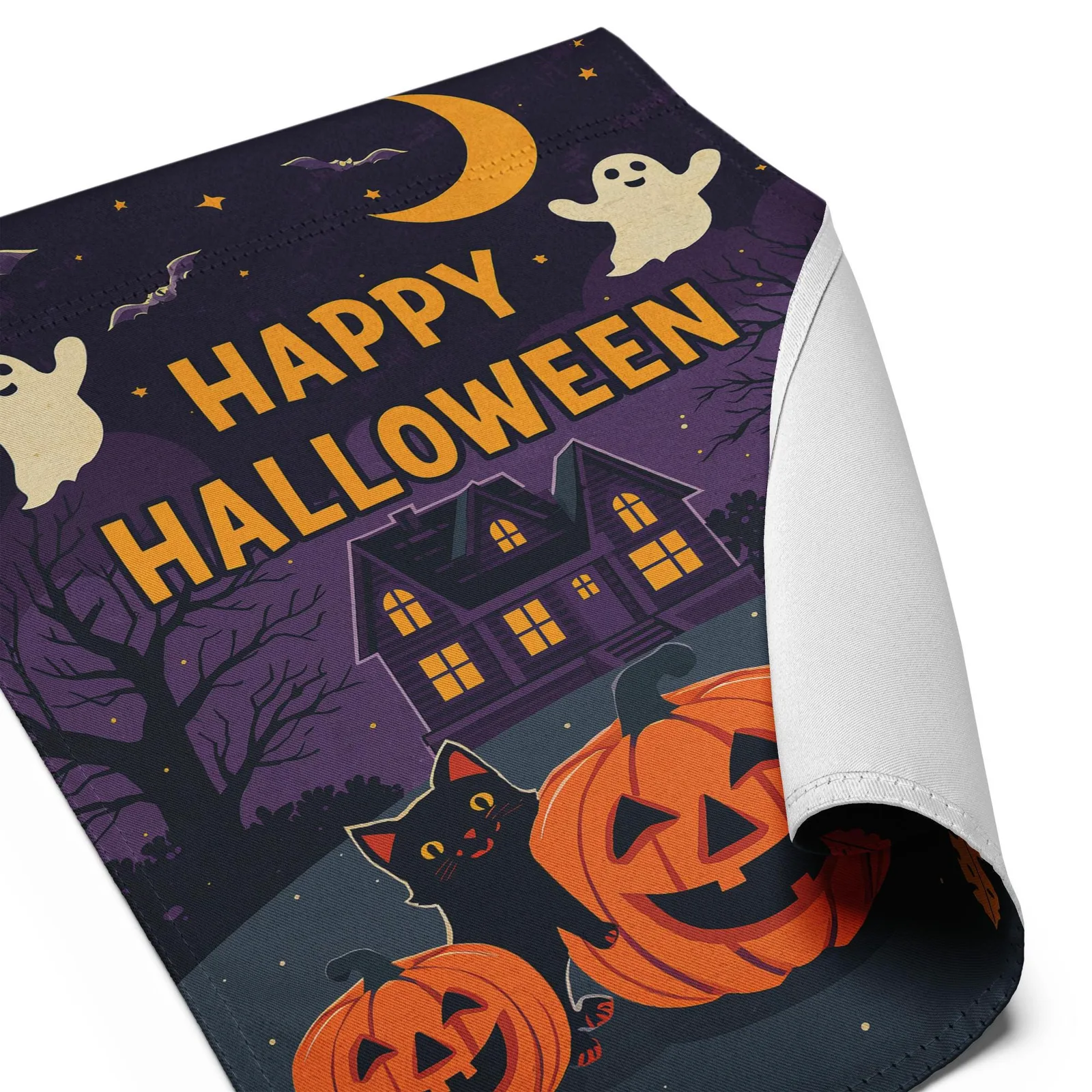 Halloween Garden Flag: Ghosts, Cat, Pumpkins - 12x17 Fall Decor, photo 6