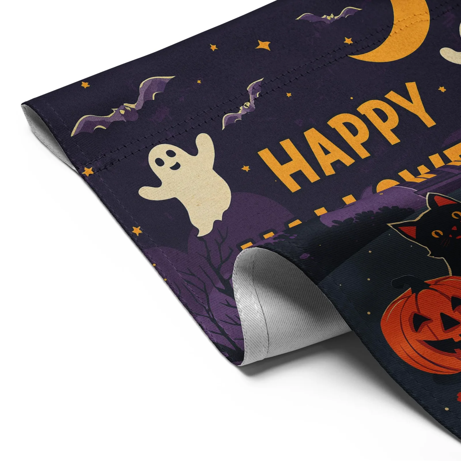 Halloween Garden Flag: Ghosts, Cat, Pumpkins - 12x17 Fall Decor, photo 5