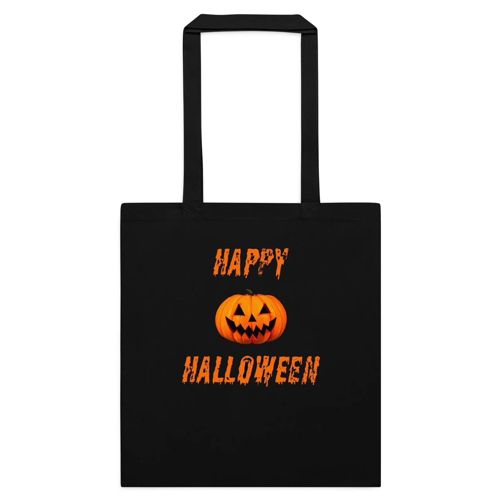 Halloween Reusable Cotton Tote Bag: Jack-o-Lantern Pumpkin Design