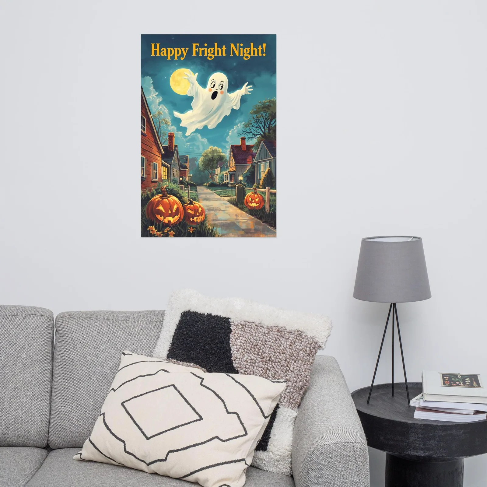 Happy Ghost Halloween Poster: Vintage Fright Night Wall Art, photo 8